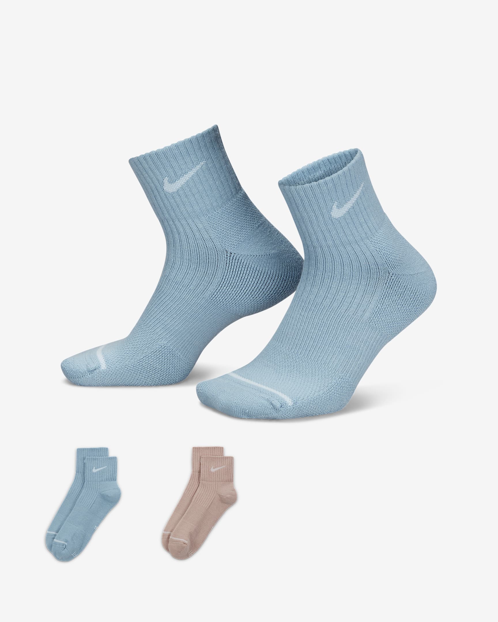 Nike Everyday Wool Cushioned Ankle Socks (2 Pairs) - Multi-Color