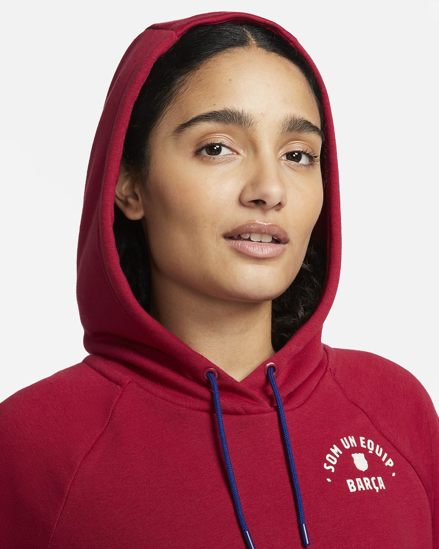 FC Barcelona Essential Women's Nike Fleece Pullover Hoodie.