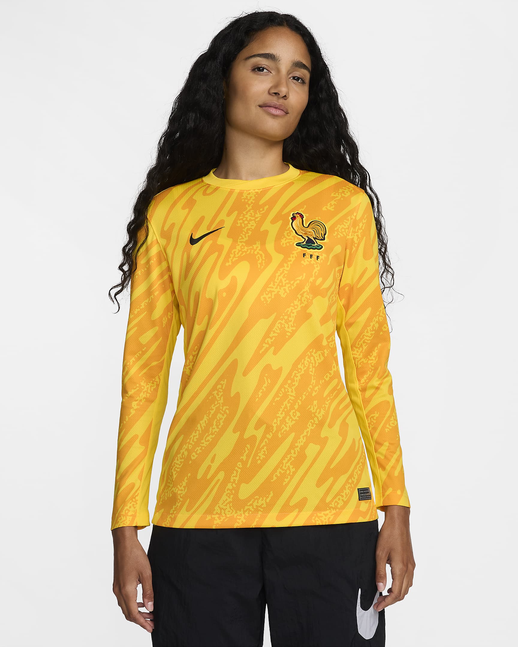 FFF (Women's Team) 2024/25 Stadium Goalkeeper Women's Nike Dri-FIT Football Replica Shirt - Tour Yellow/University Gold/University Gold/Black
