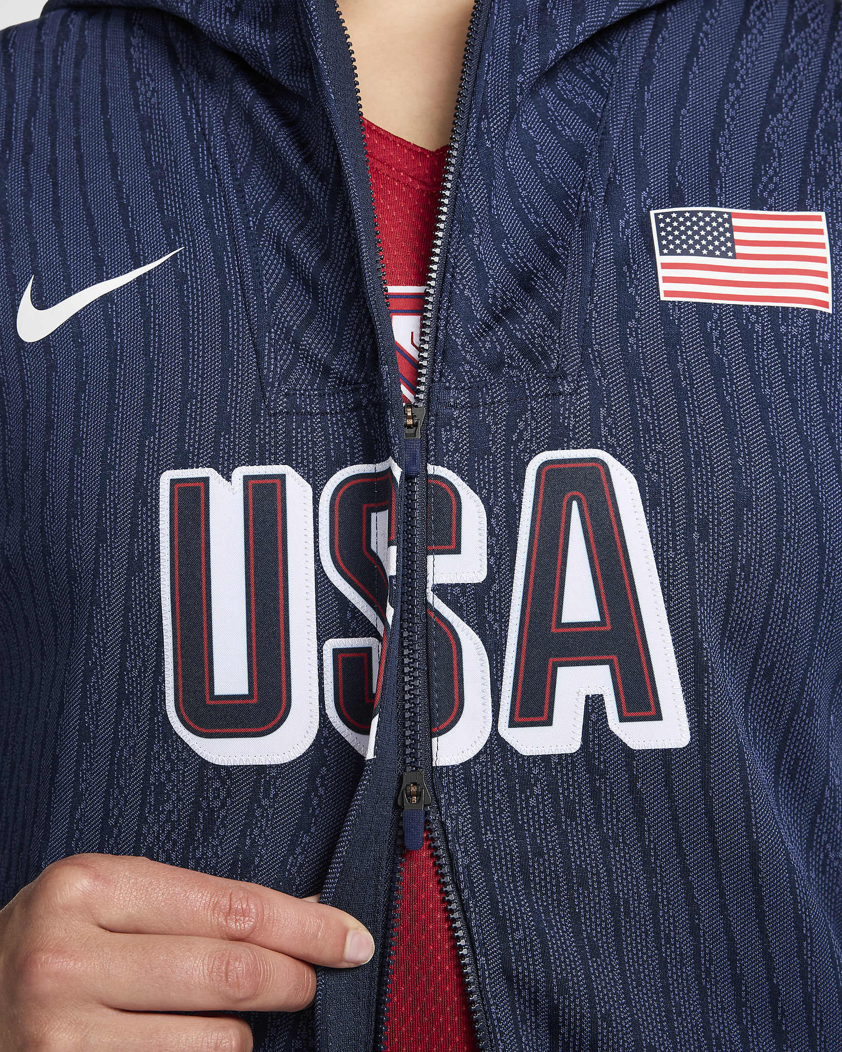 Chamarra de básquetbol Nike Dri-FIT ADV Game para mujer USA - Obsidiana/Obsidiana/Blanco