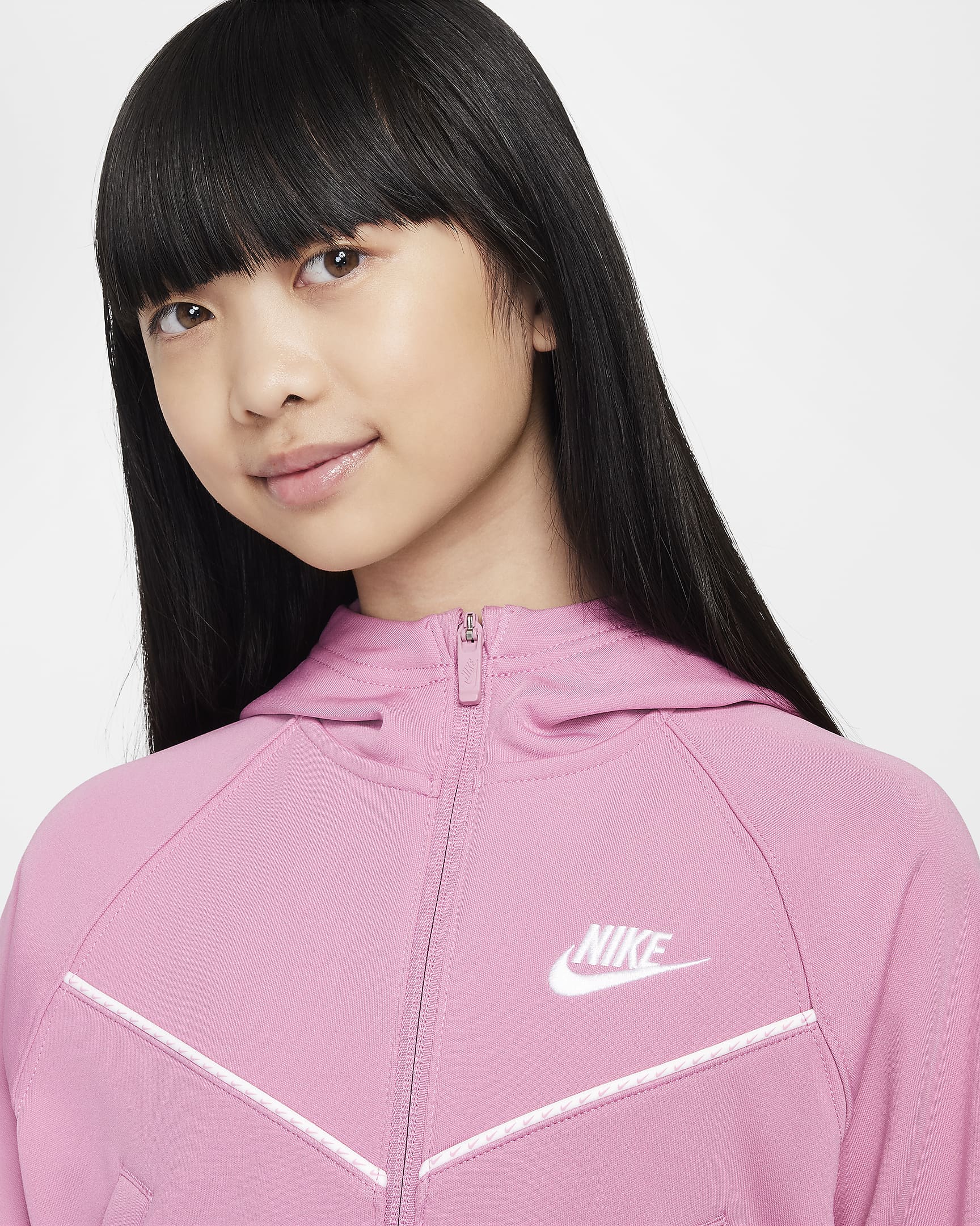 Φόρμα Nike Sportswear για μεγάλα κορίτσια - Magic Flamingo/Magic Flamingo/Λευκό/Λευκό