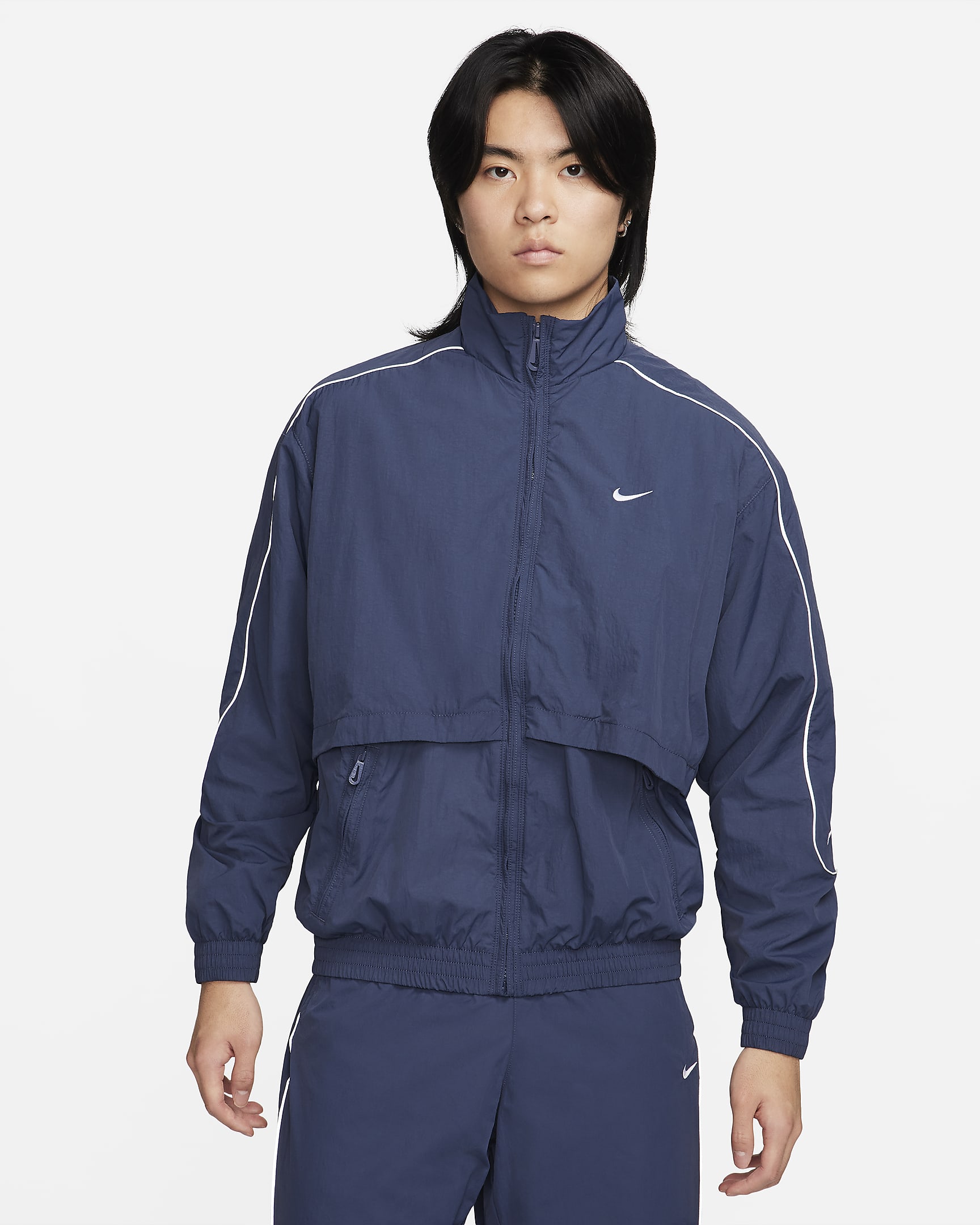 Nike Sportswear Solo Swoosh Men's Woven Track Jacket - Thunder Blue/White