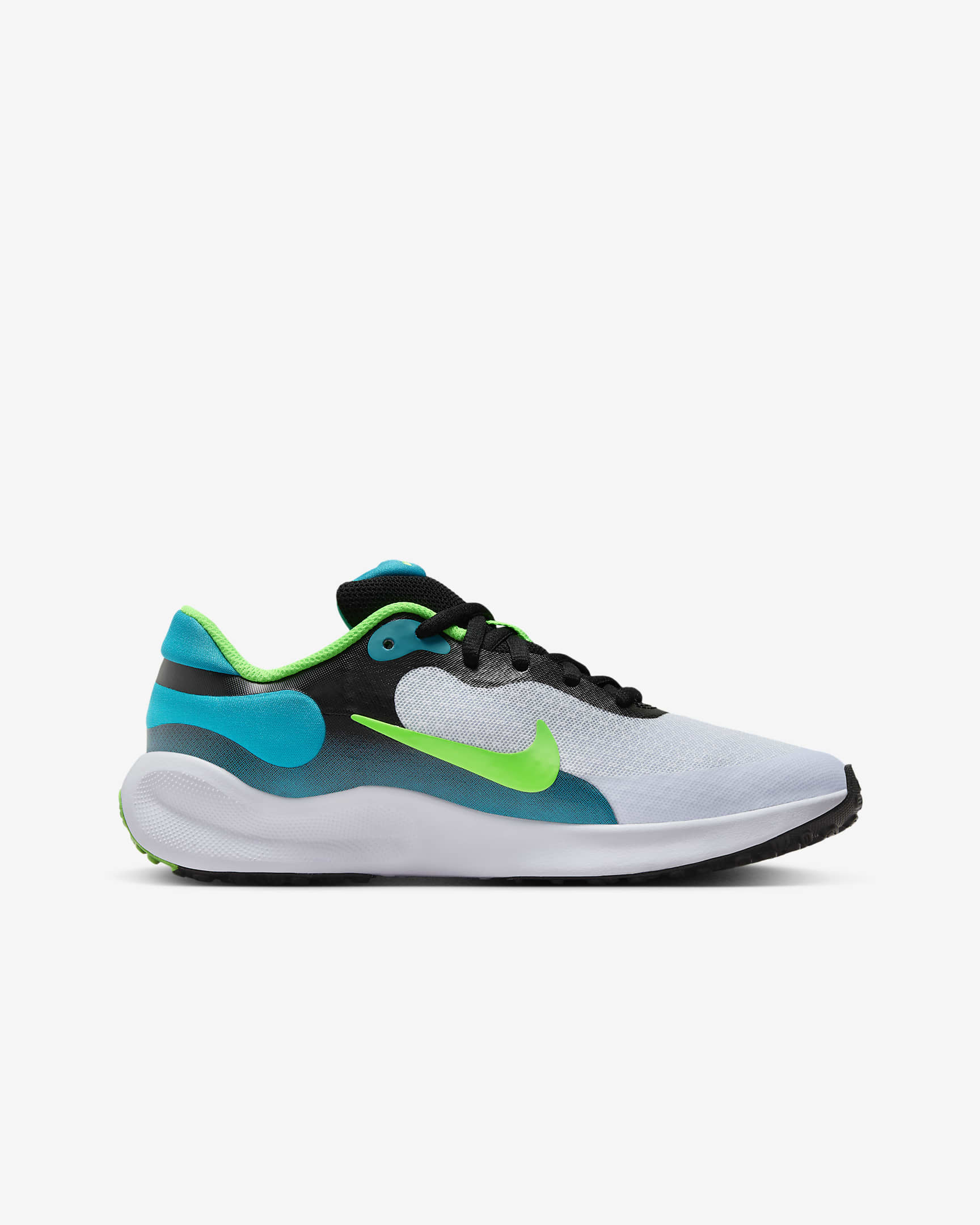 Nike Revolution 7 Older Kids' Running Shoes - Black/Football Grey/Aquamarine/Green Strike