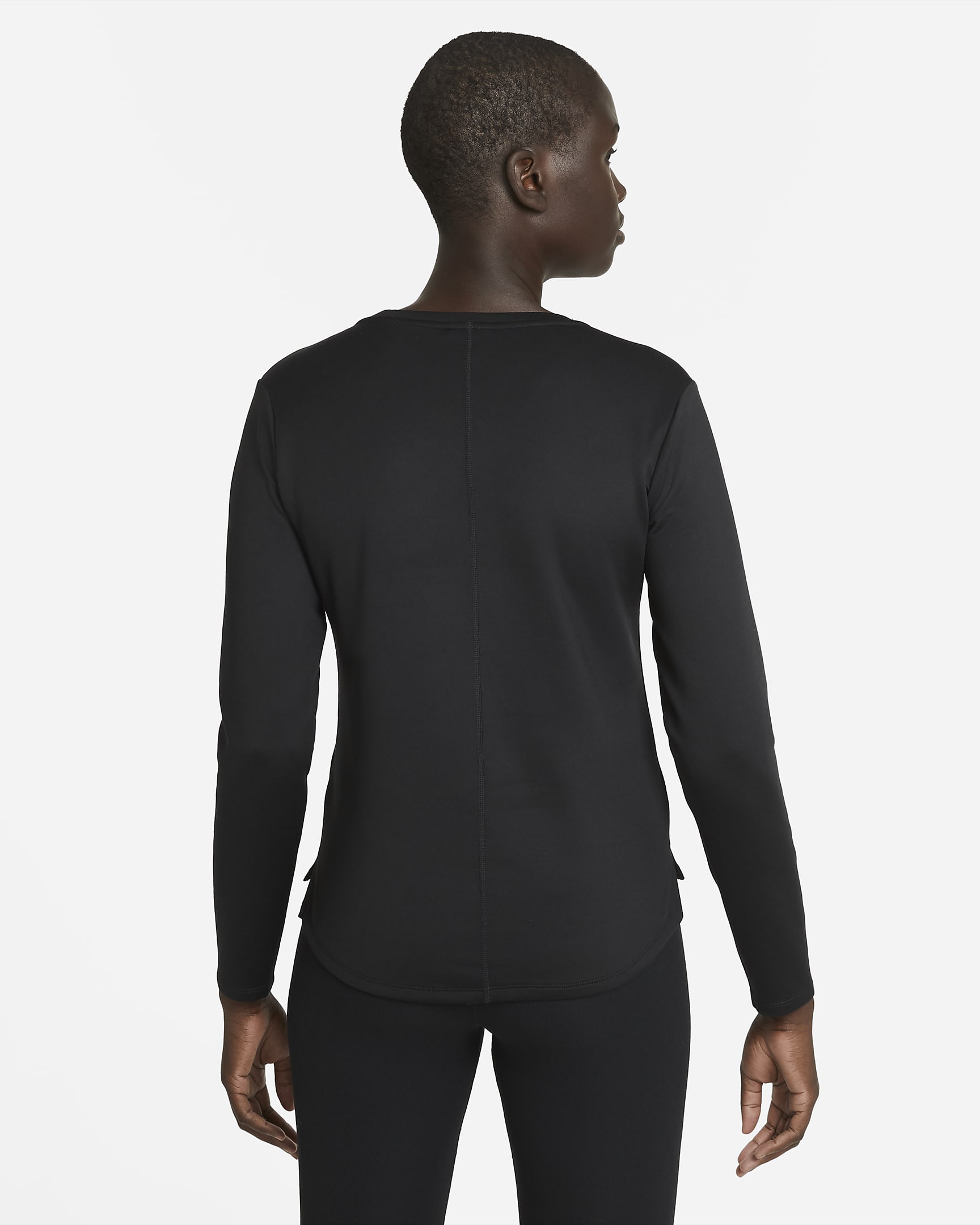 Langærmet Nike Therma-FIT One-top til kvinder - sort/hvid