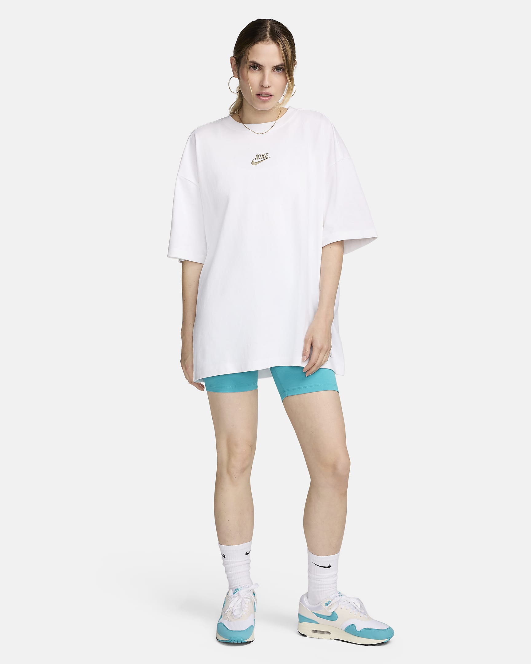 Playera oversized para mujer Nike Sportswear - Blanco/Oliva neutro