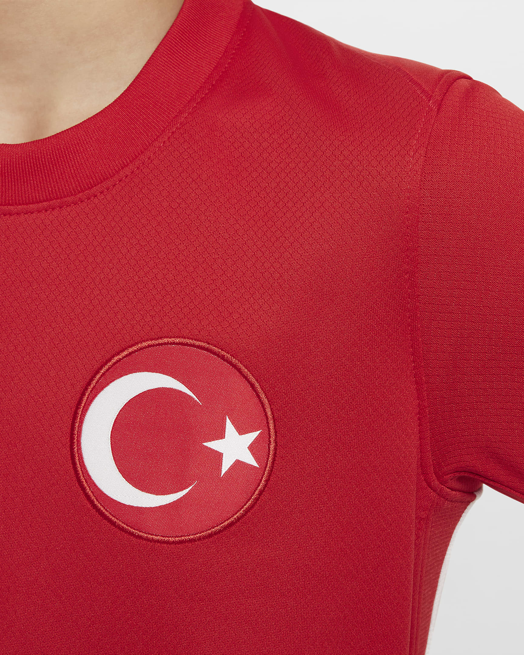 Camisola de futebol de réplica Nike Dri-FIT do equipamento alternativo Stadium Turquia 2024/25 Júnior - Vermelho Sport/Vermelho Sport/Branco