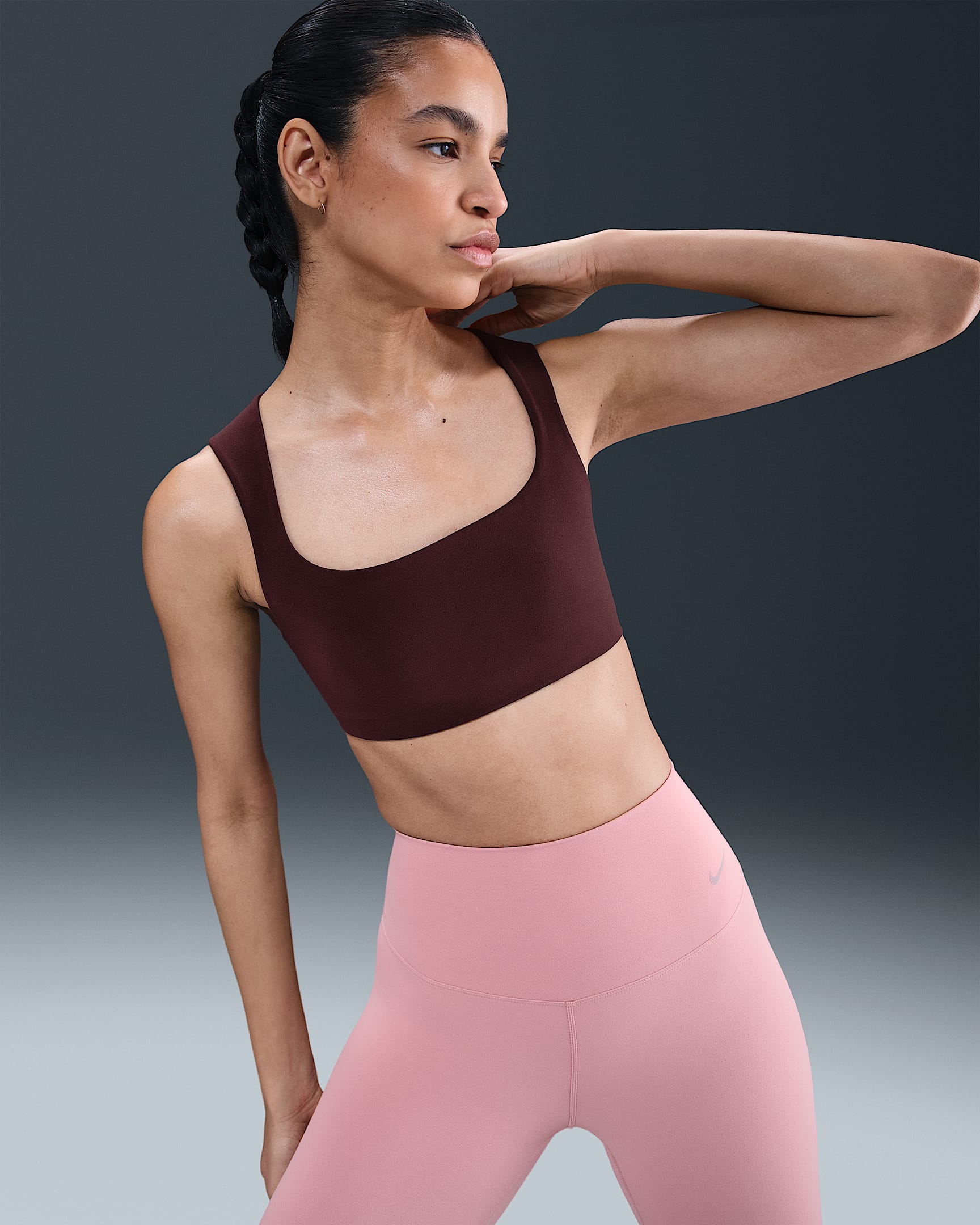Nike Zenvy Women's Light-Support Lightly Lined Sports Bra - Burgundy Crush/White