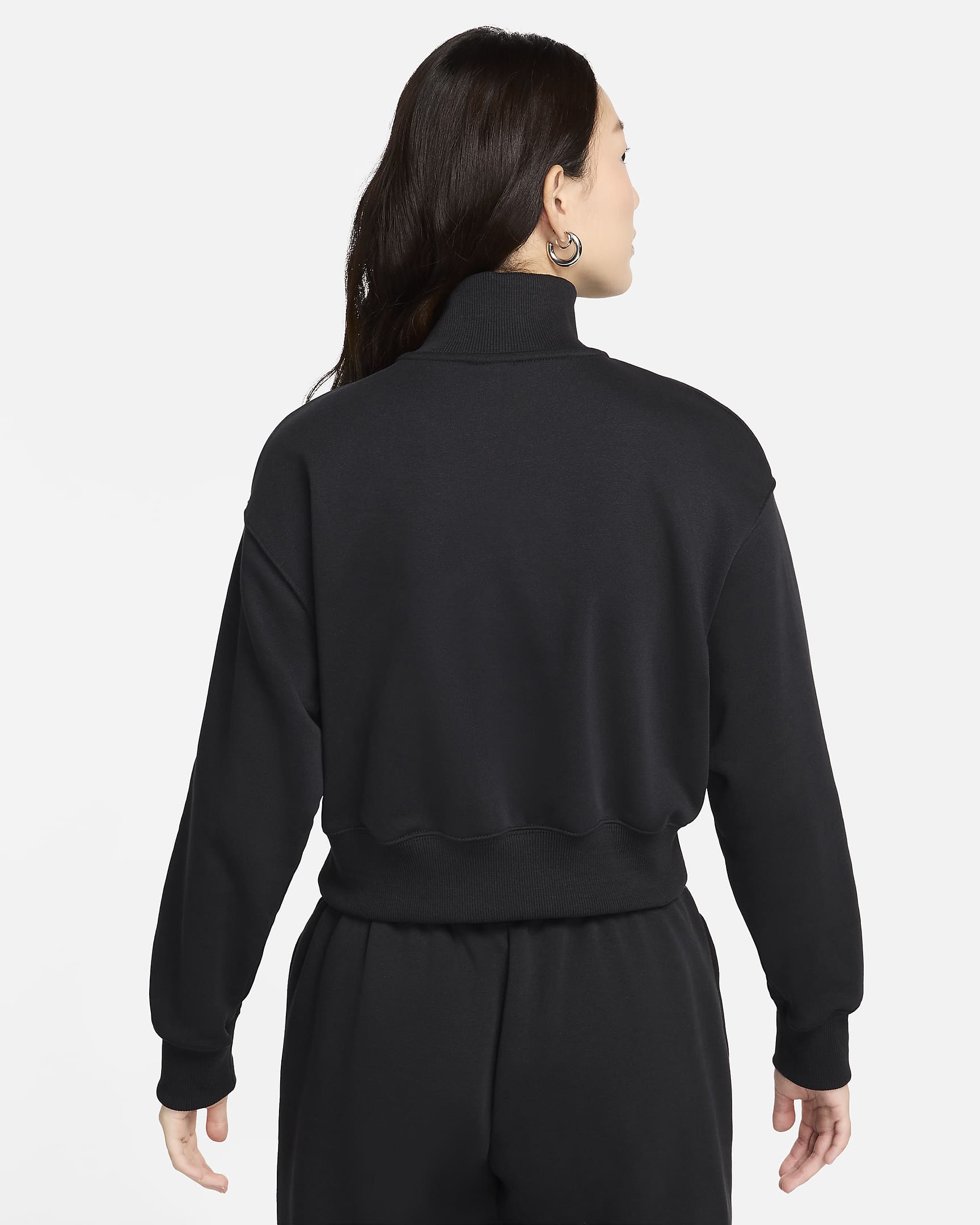 Nike Sportswear Phoenix Fleece Women's 1/4-Zip Cropped French Terry Sweatshirt - Black/Sail