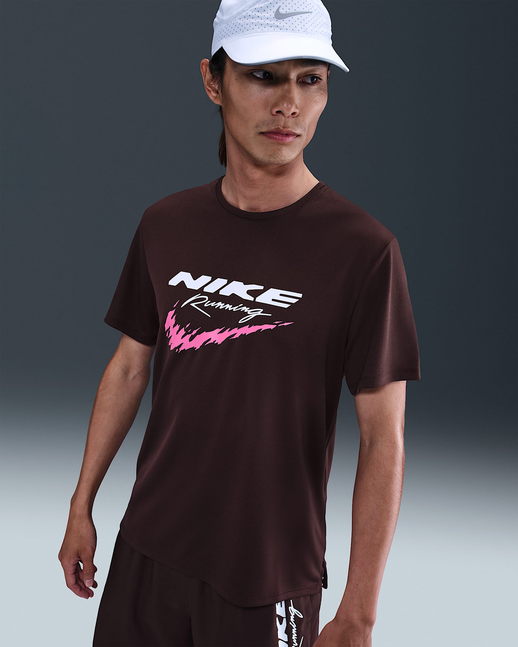 Nike Miler Men's Dri-FIT UV Running Top - Burgundy Crush