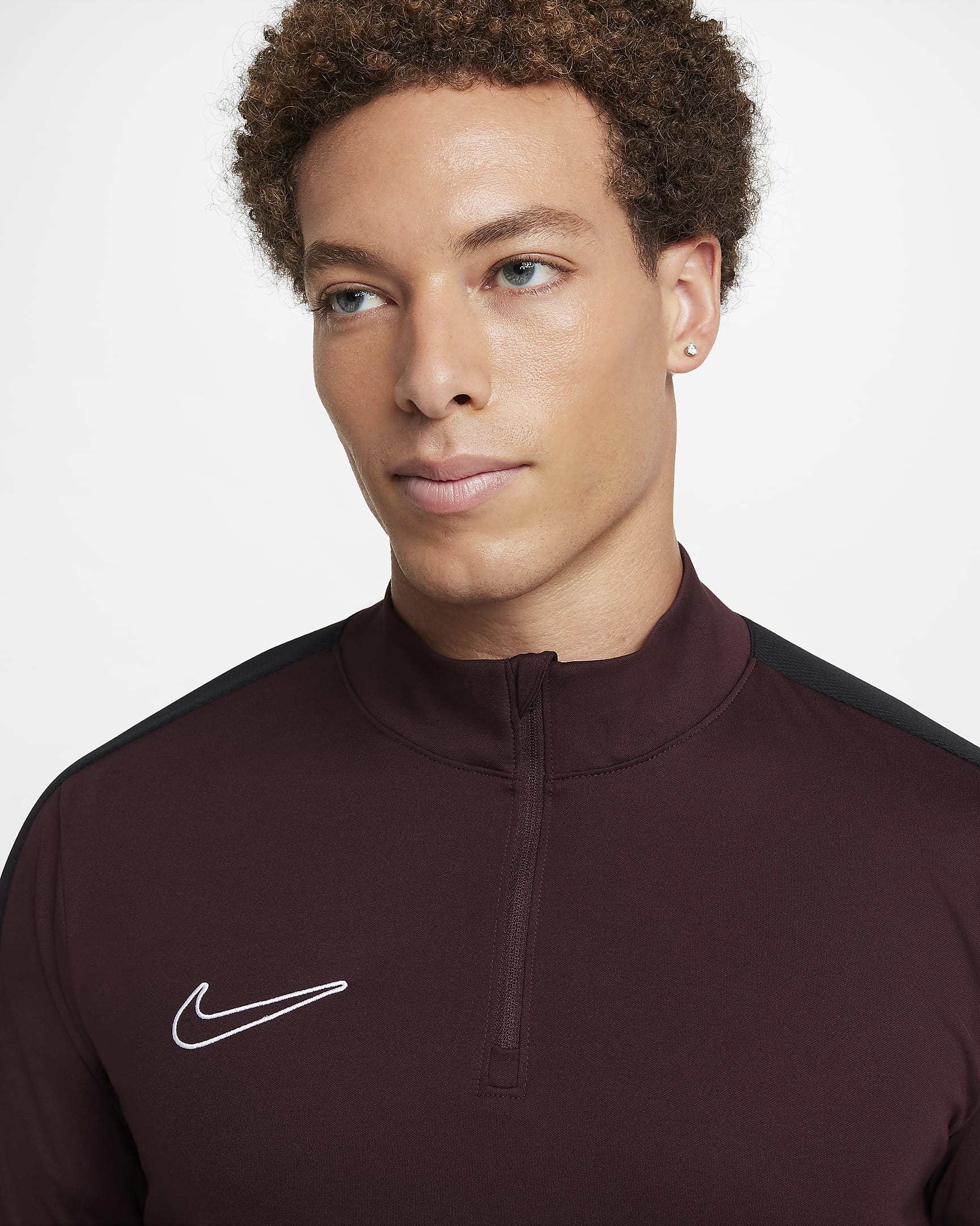 Nike Academy Dri-FIT-fodboldtrøje med 1/2 lynlås til mænd - Burgundy Crush/sort/hvid