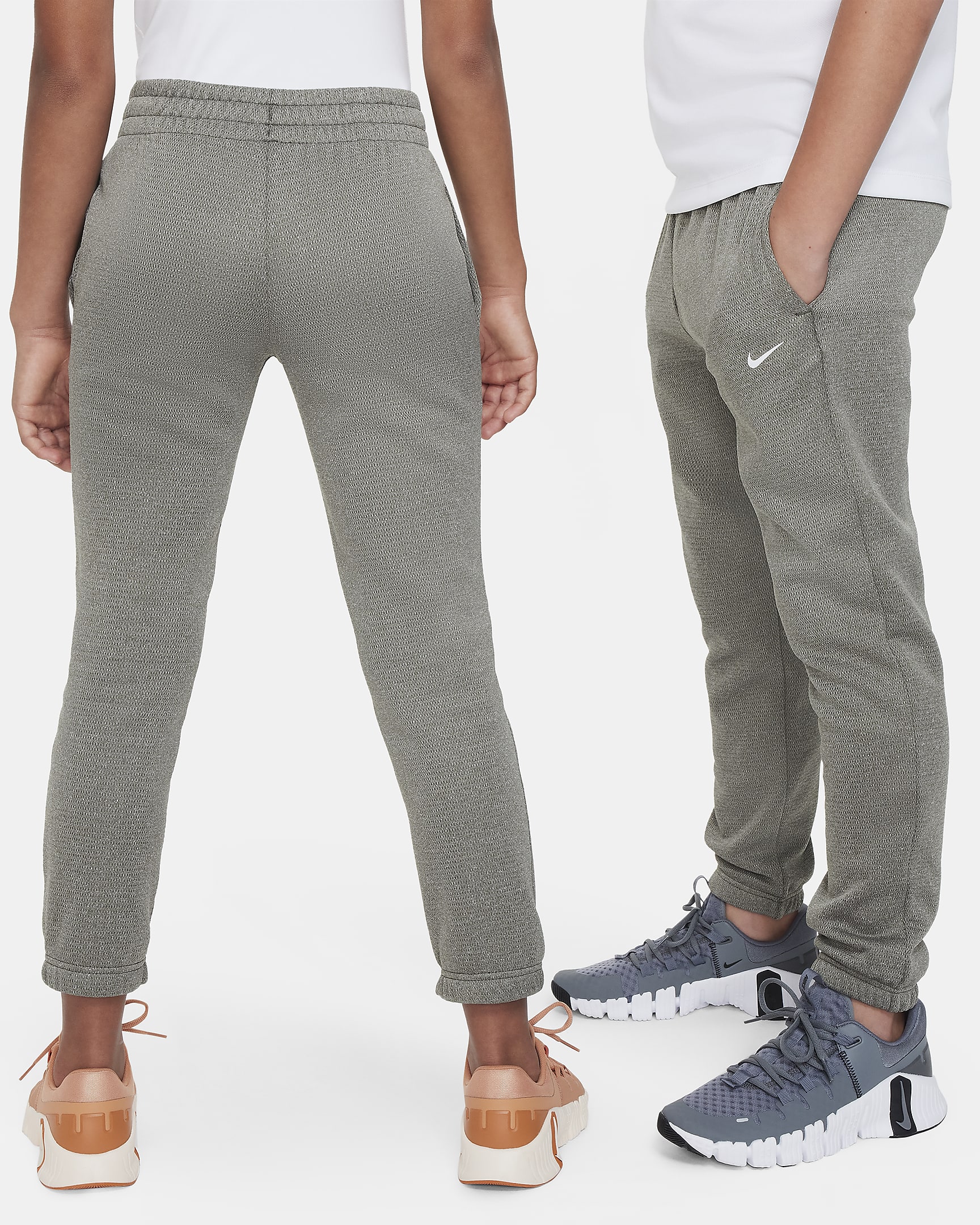 Pantalon d'hiver Nike Therma-FIT pour ado - Cargo Khaki/Blanc