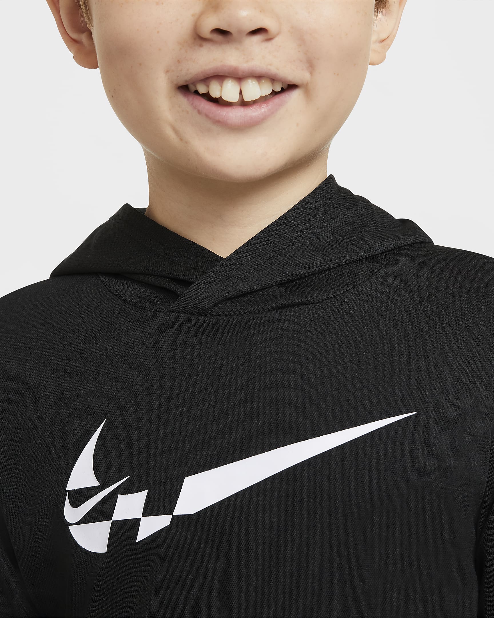 Nike Big Kids' (Boys') Long-Sleeve Hooded Training Top - Black/White