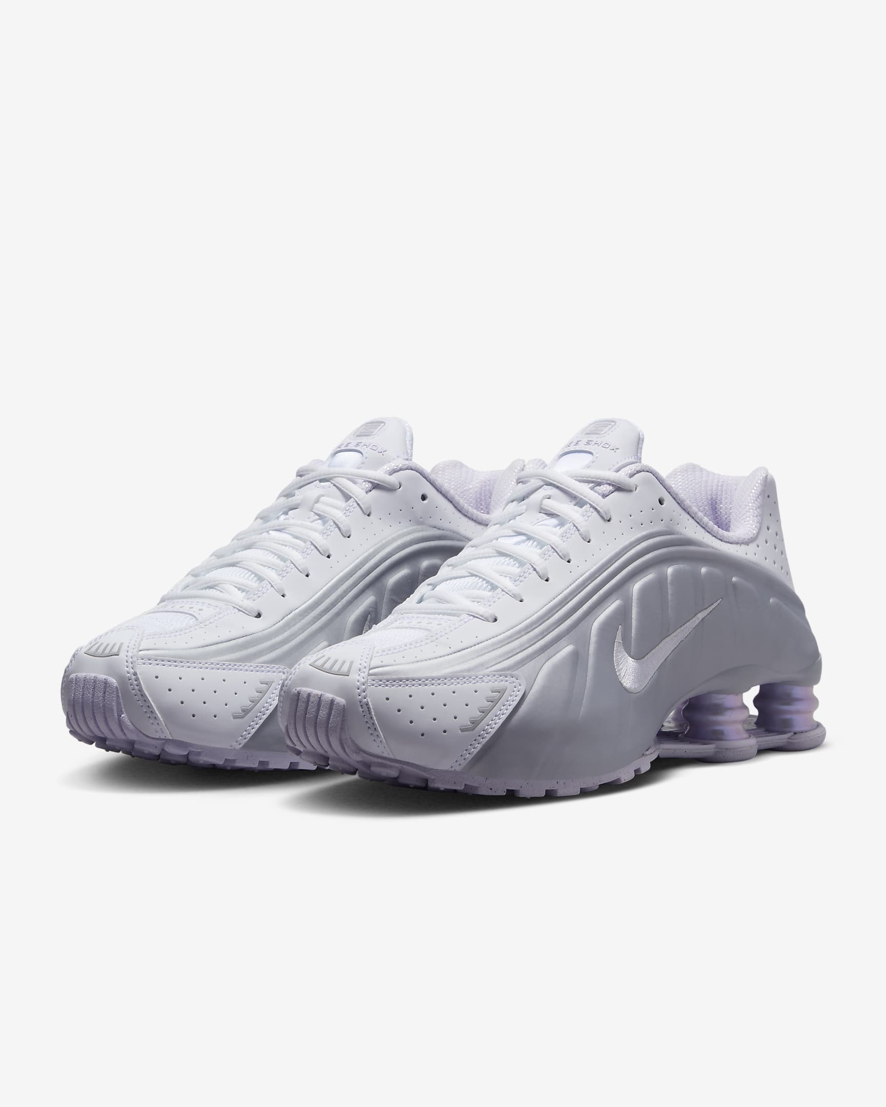 Nike Shox R4 Women's Shoes - White/Metallic Platinum/Platinum Tint/Barely Grape