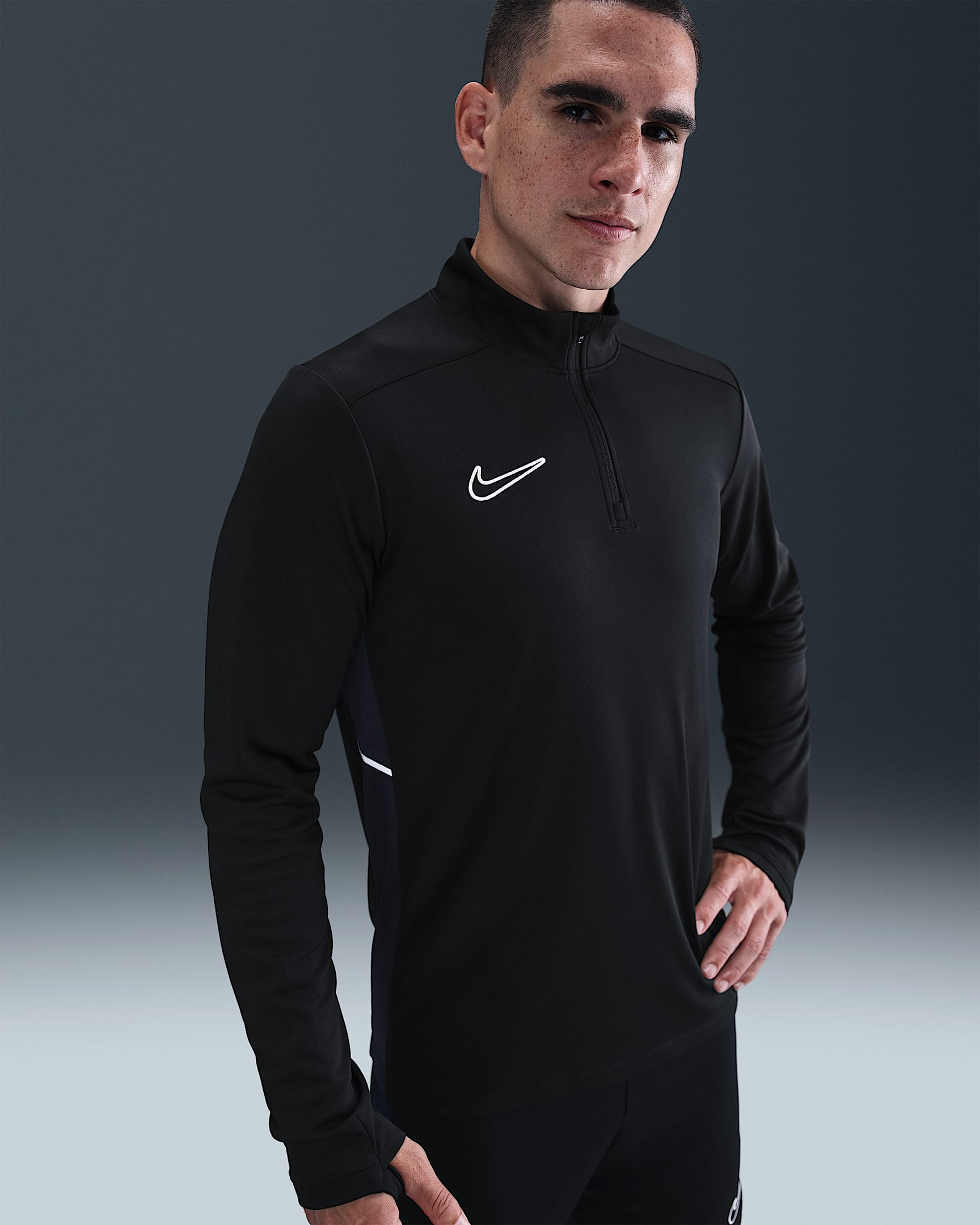 Nike Academy Men's Dri-FIT Football Drill Top - Black/Obsidian/White