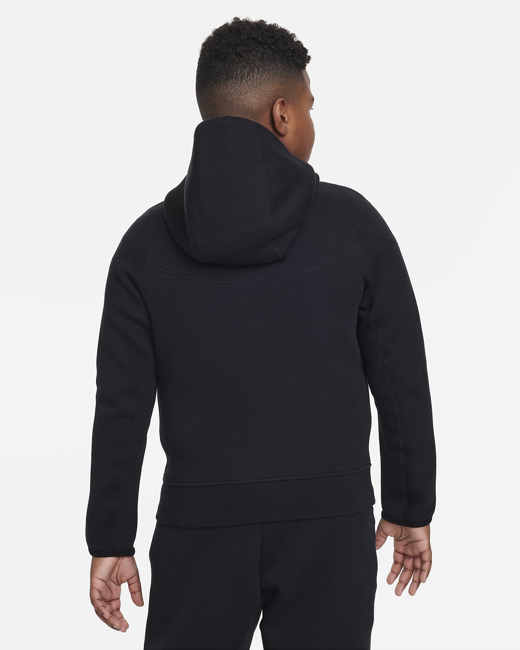 Nike Sportswear Tech Fleece Older Kids' (Boys') Full-Zip Hoodie (Extended Size) - Black/Black/Black