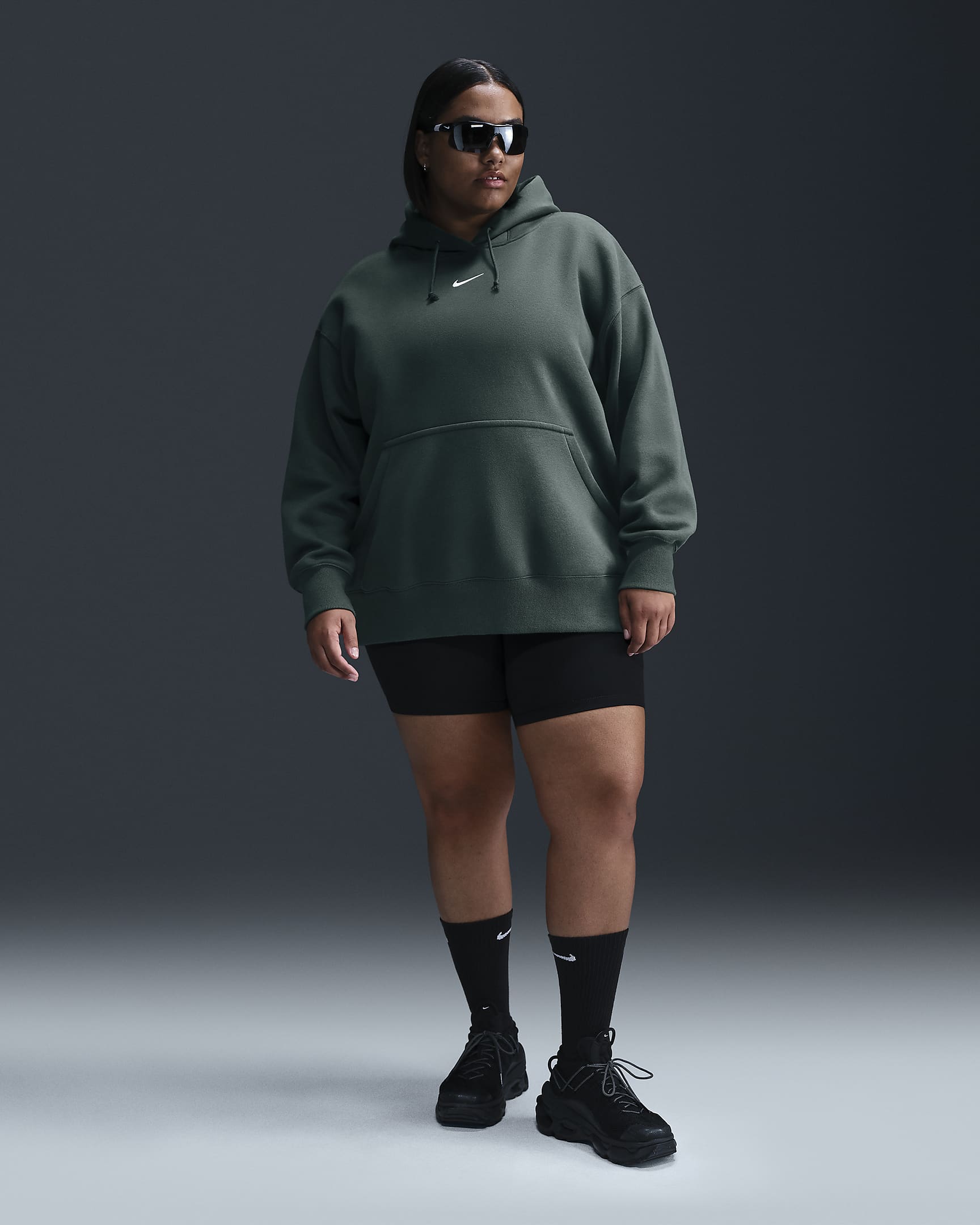 Nike Sportswear Phoenix Fleece Women's Oversized Pullover Hoodie (Plus Size) - Vintage Green/Sail