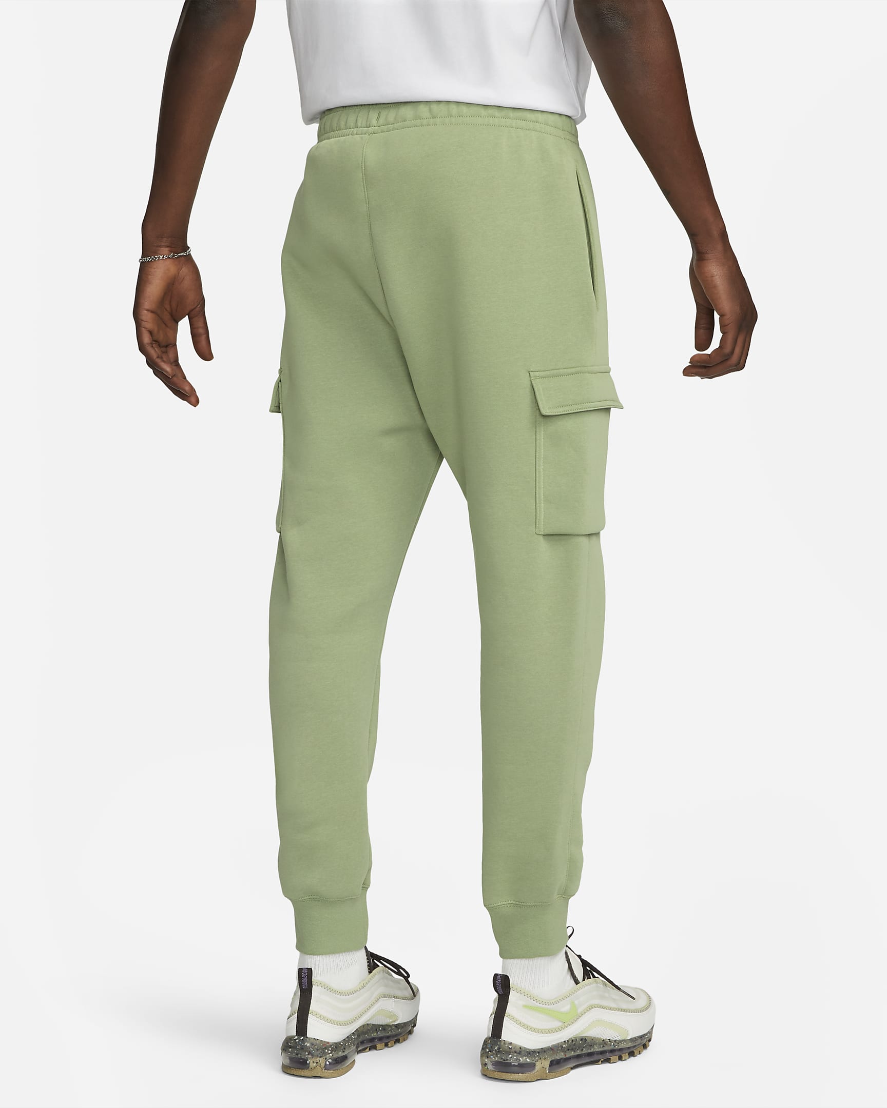 Pants cargo para hombre Nike Sportswear Club Fleece - Verde aceite/Verde aceite/Blanco