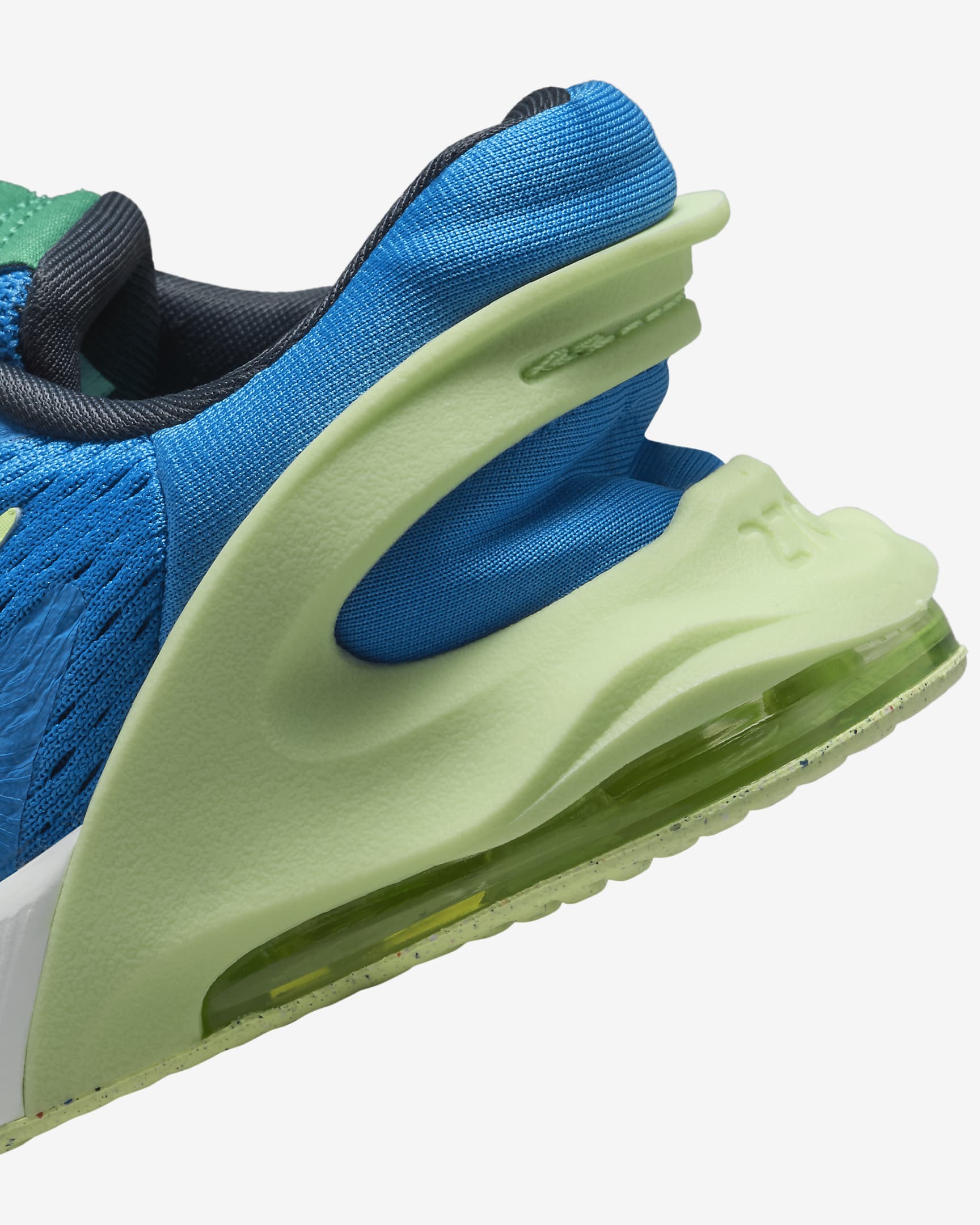 Nike Air Max 270 Go Schuhe für einfaches Anziehen/Ausziehen für Babys und Kleinkinder - Light Photo Blue/Summit White/Stadium Green/Barely Volt