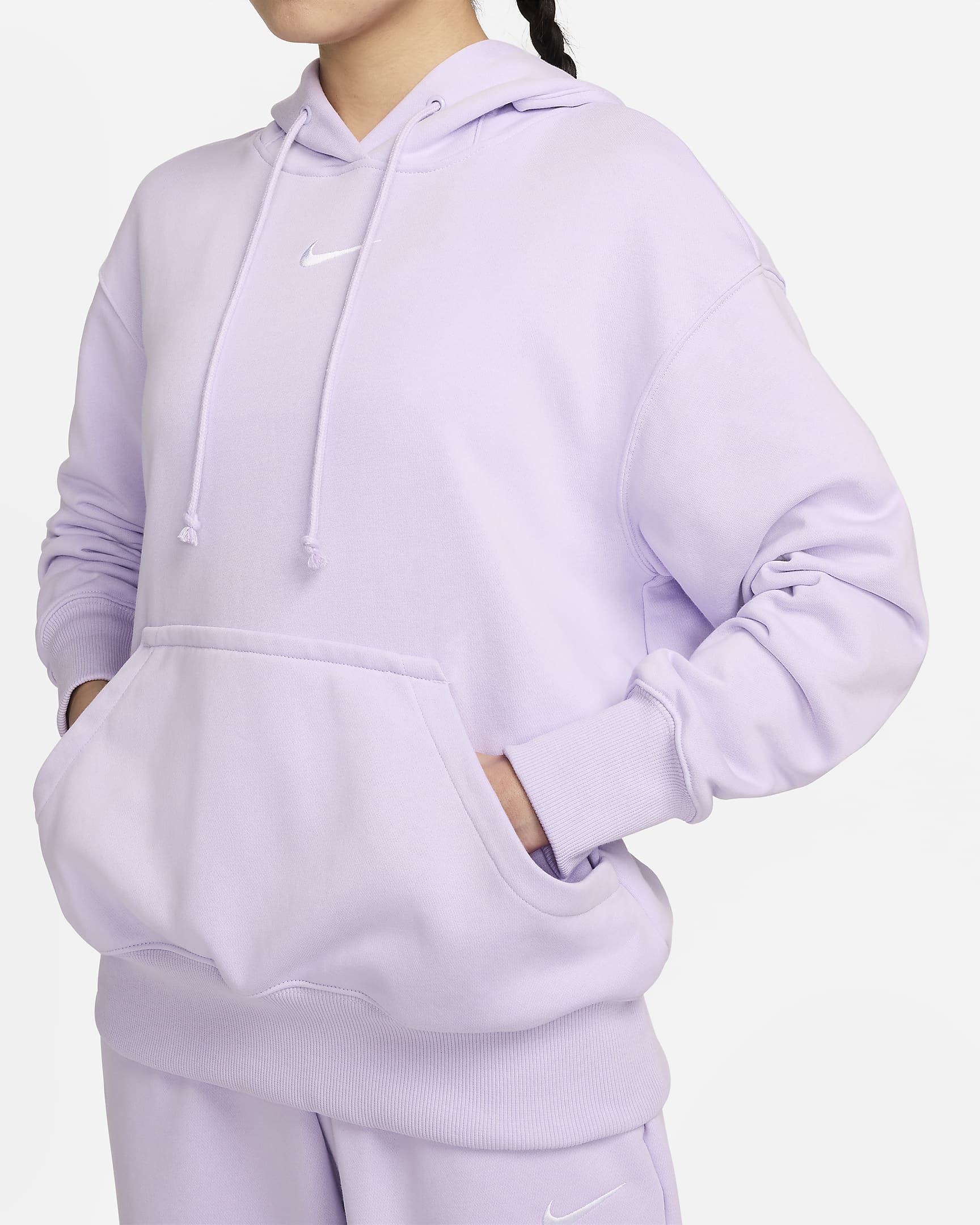 Nike Sportswear Phoenix Fleece Women's Oversized Pullover French Terry Hoodie - Violet Mist/White