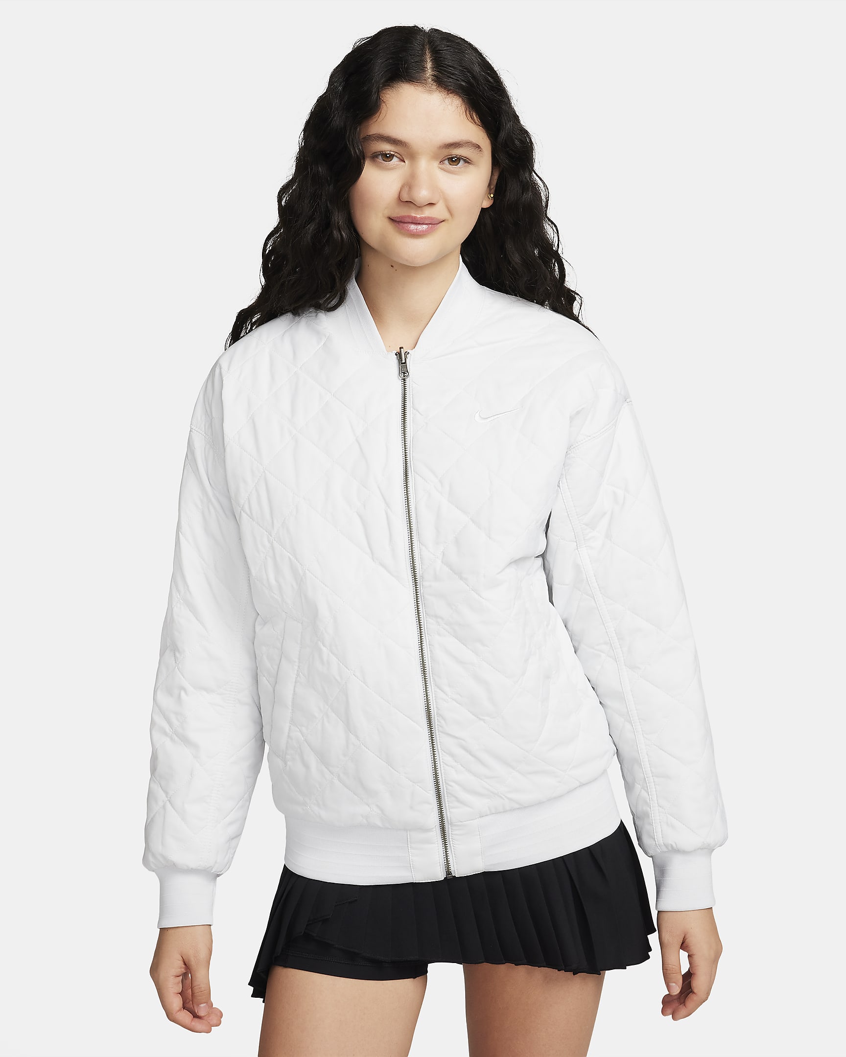 Nike Sportswear Women's Reversible Varsity Bomber Jacket - Photon Dust/Photon Dust/Black