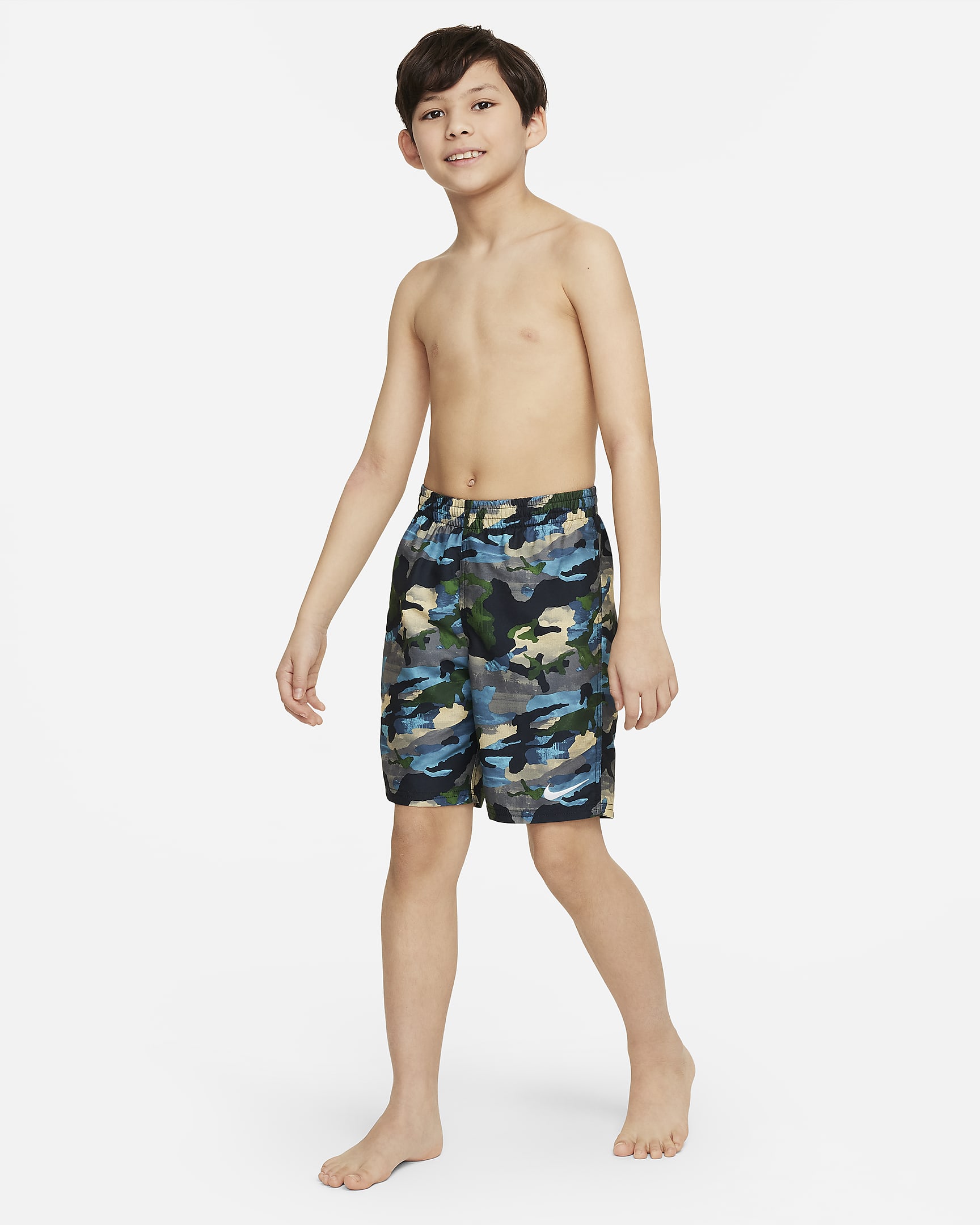 Shorts de voleibol de 18 cm para niño talla grande Natación Nike Classic Camo - Negro