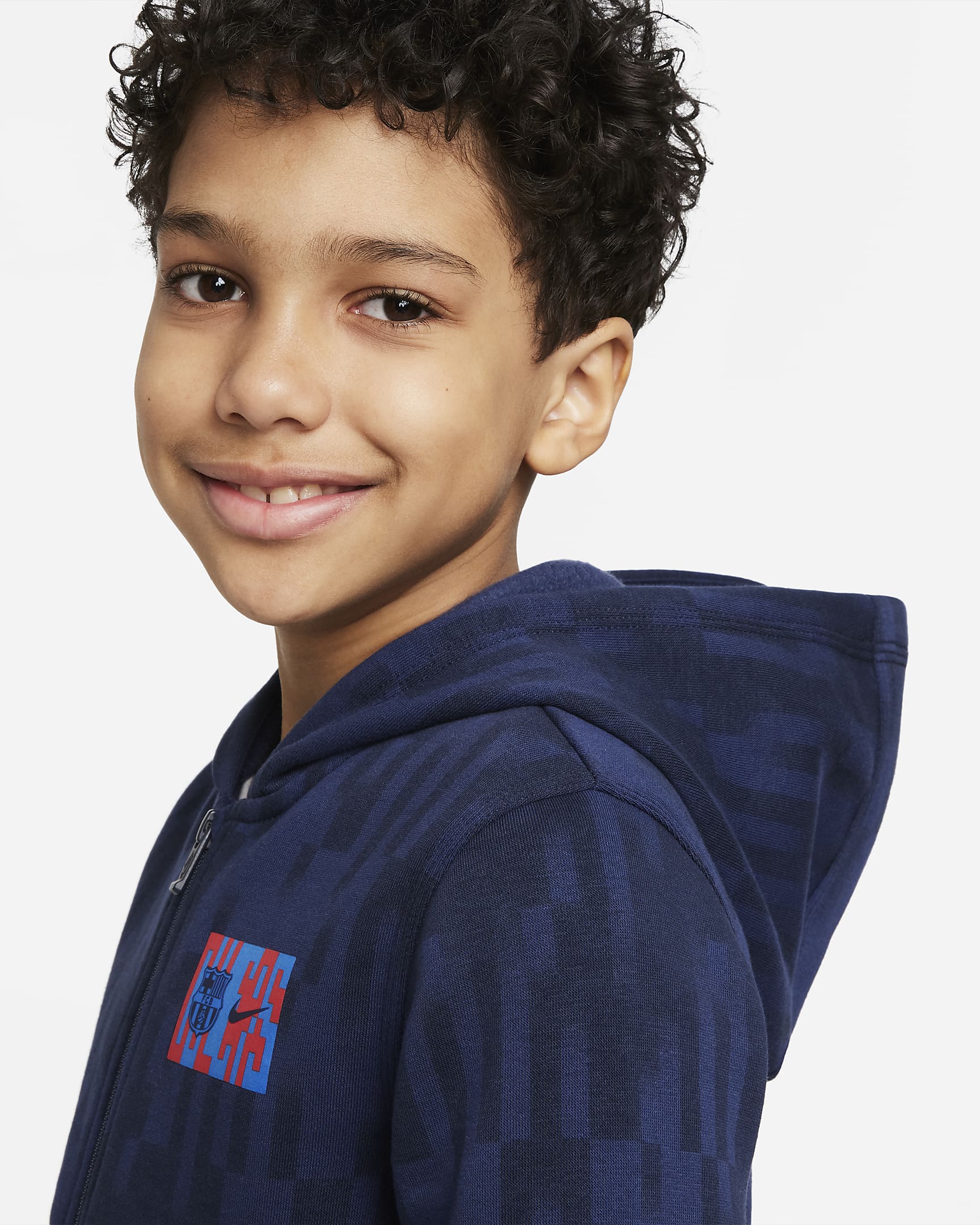 FC Barcelona Club Fleece Big Kids' Full-Zip Graphic Hoodie. Nike.com