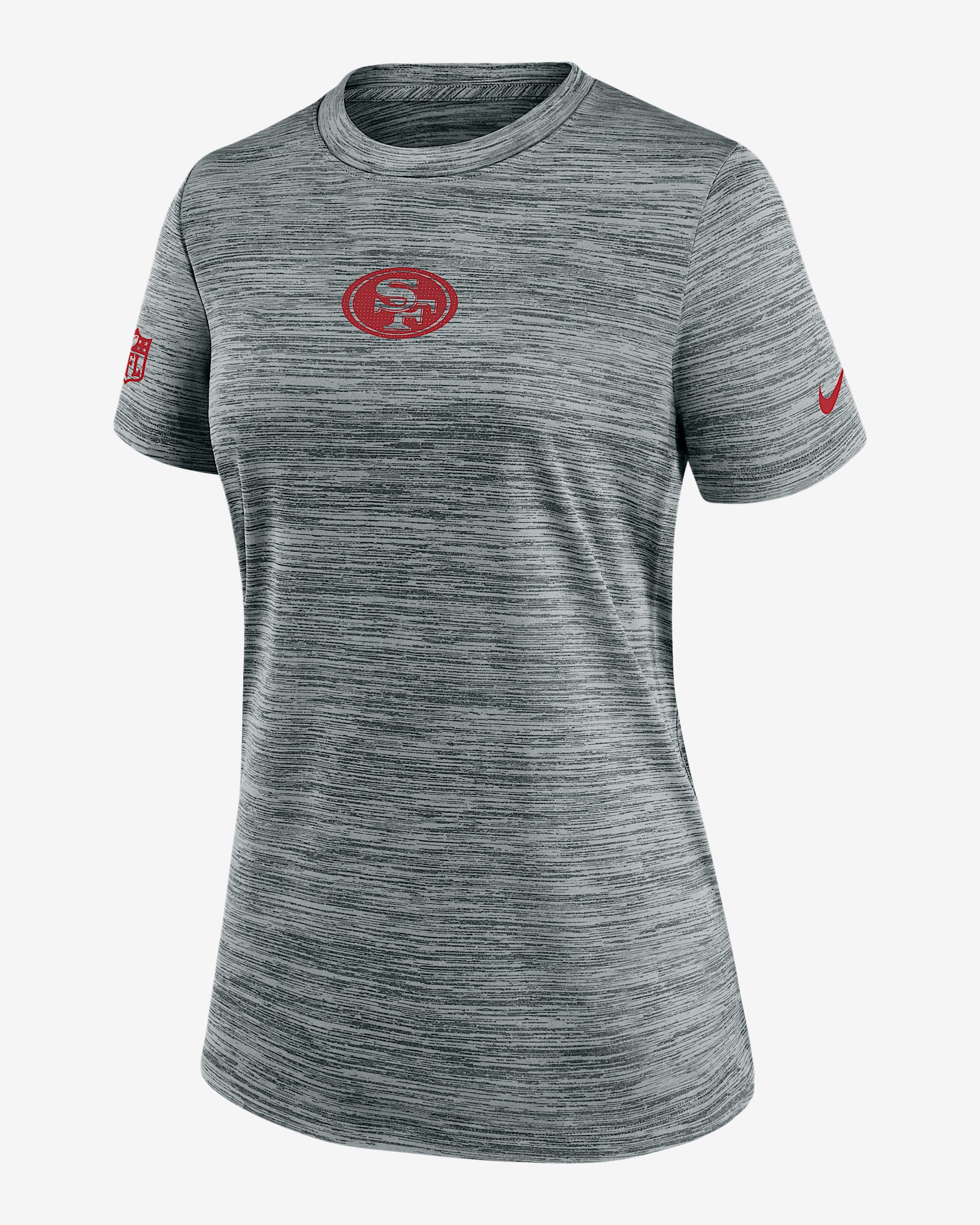 San Francisco 49ers Sideline Team Issue Velocity Women's Nike Dri-FIT NFL T-Shirt - Grey Heather