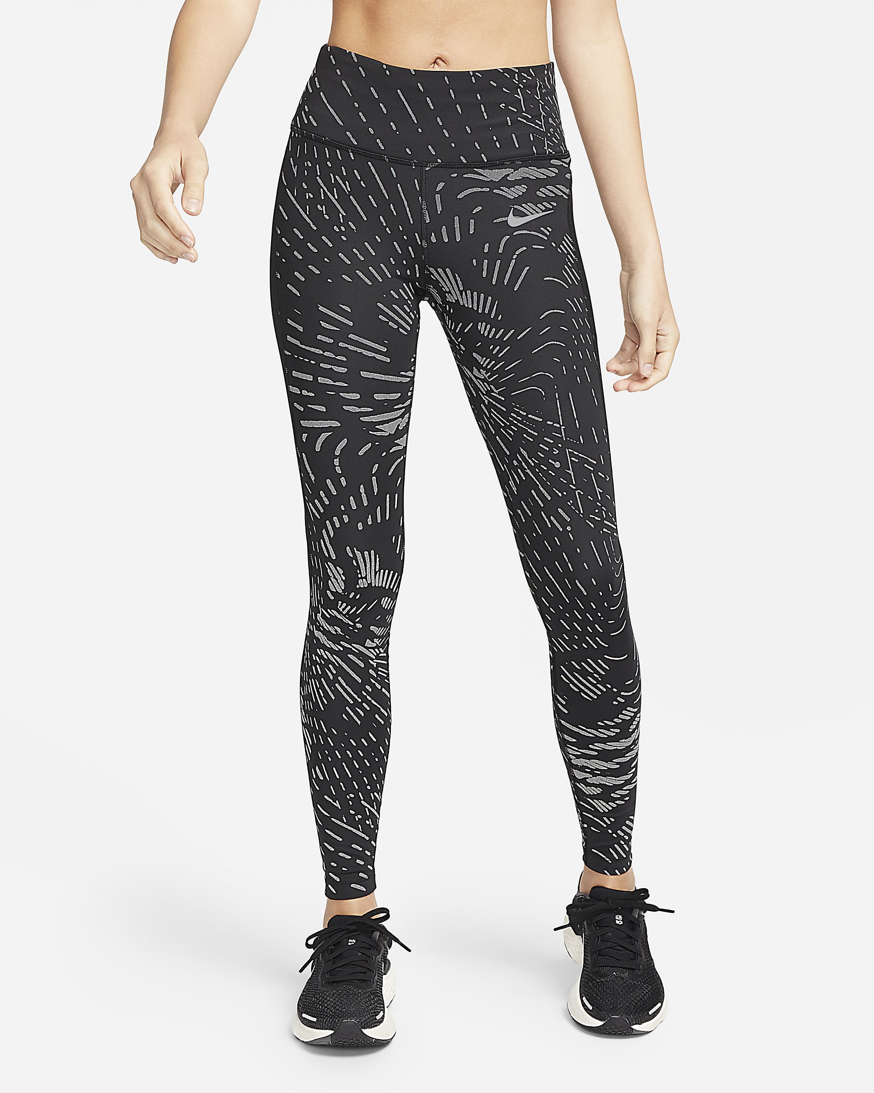 Leggings de running con estampado reflejante para mujer Nike Run Division Fast - Negro/Naranja atómico