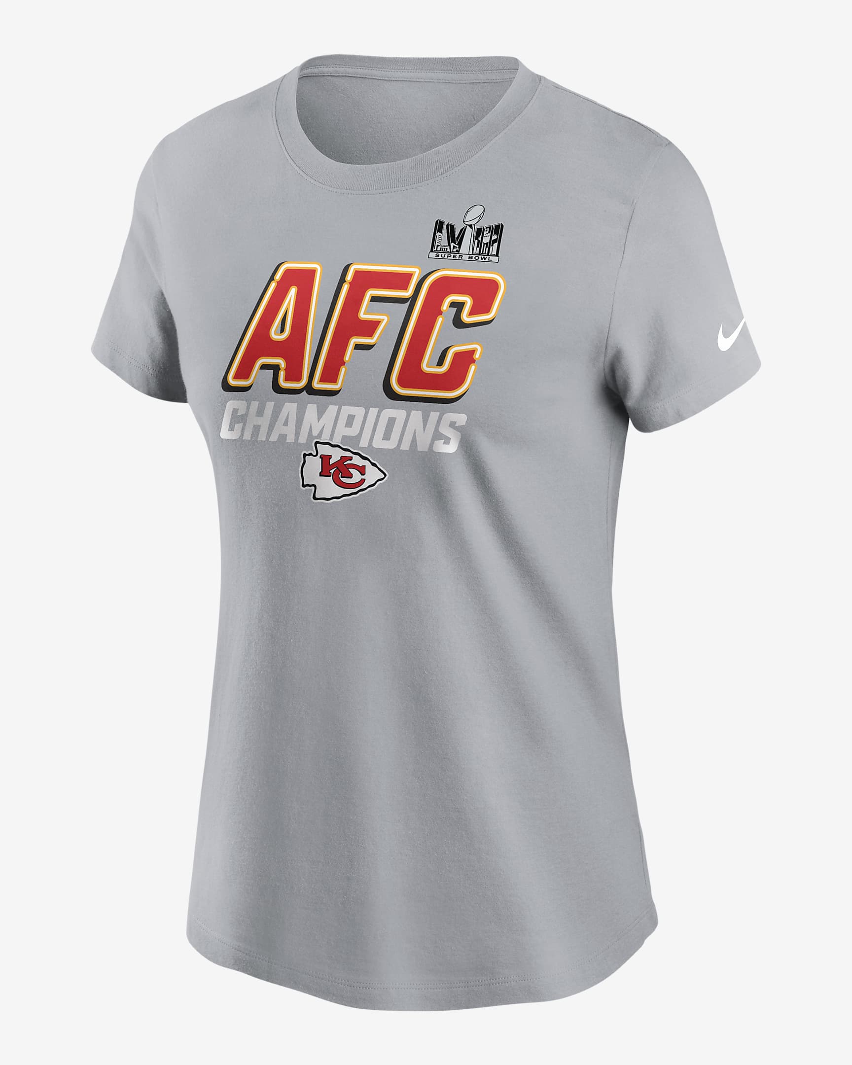 Kansas City Chiefs 2023 AFC Champions Iconic Women's Nike NFL T-Shirt - Grey