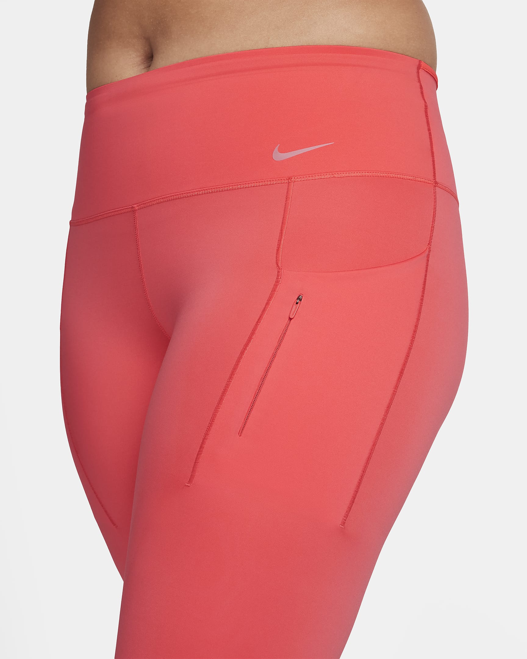 Nike Go Women's Firm-Support Mid-Rise Full-Length Leggings with Pockets - Ember Glow/Black