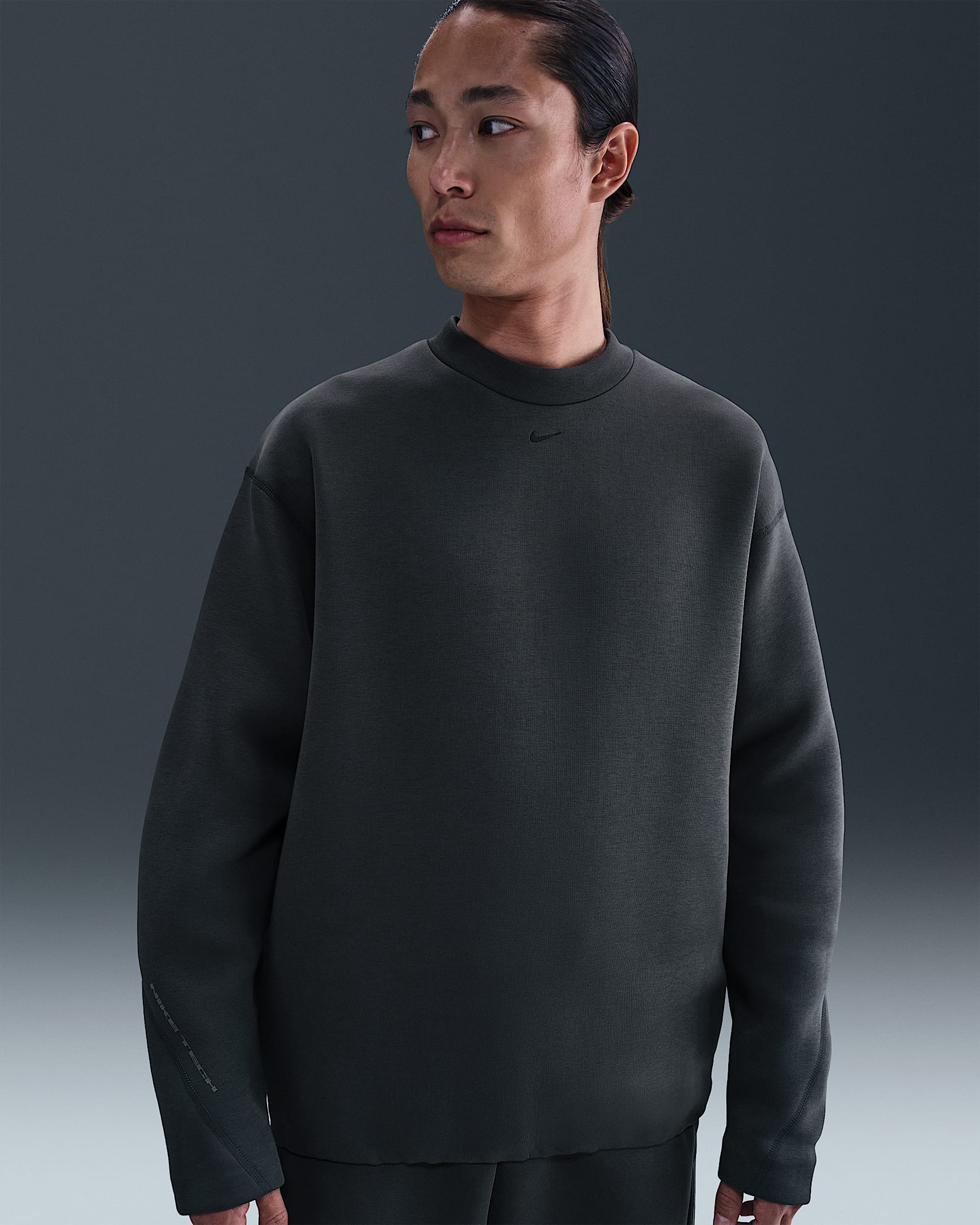 Nike Tech Men's Fleece Loose-Fit Crew - Anthracite/Black