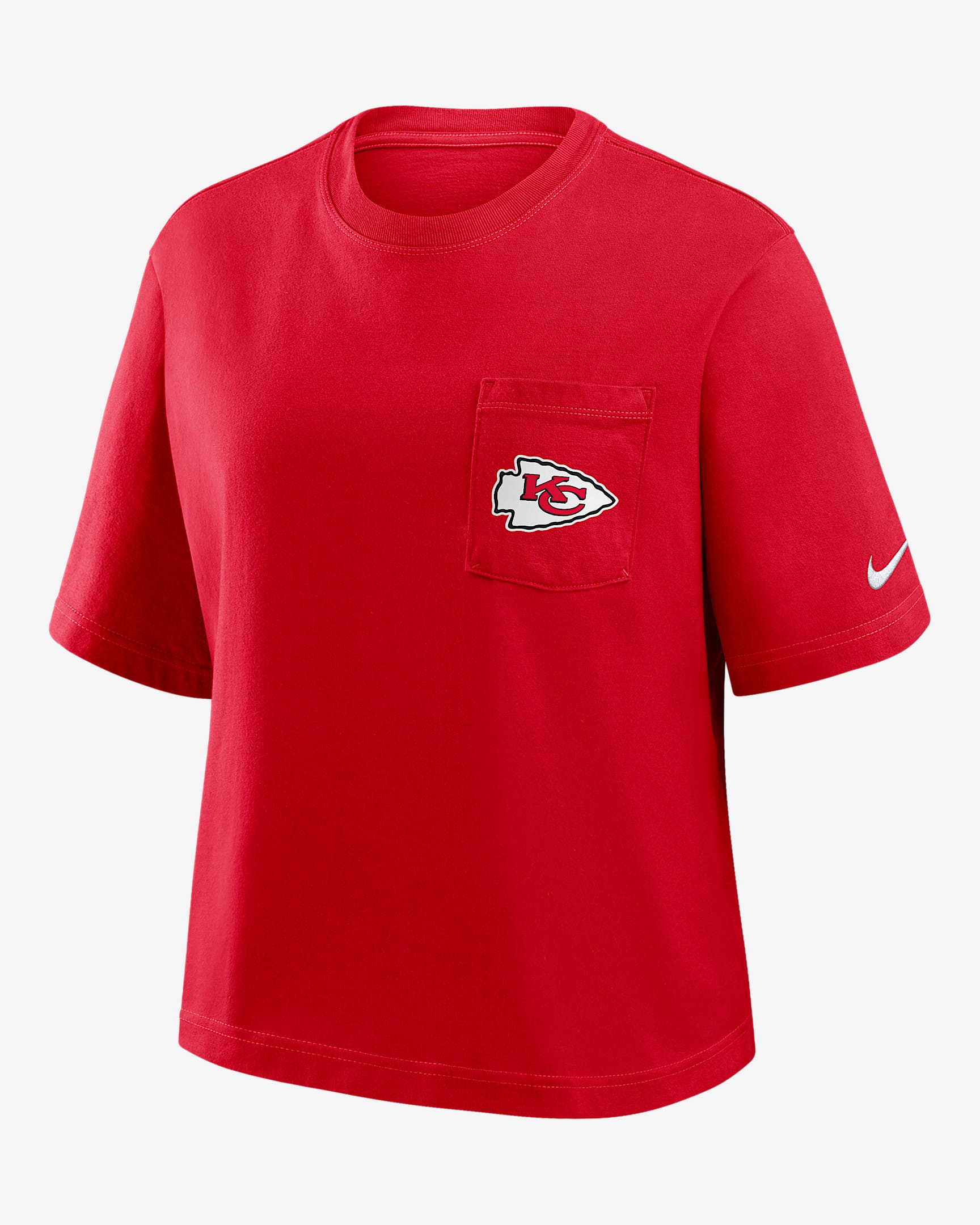 Kansas City Chiefs Rewind Pocket Boxy Women's Nike NFL T-Shirt - Red