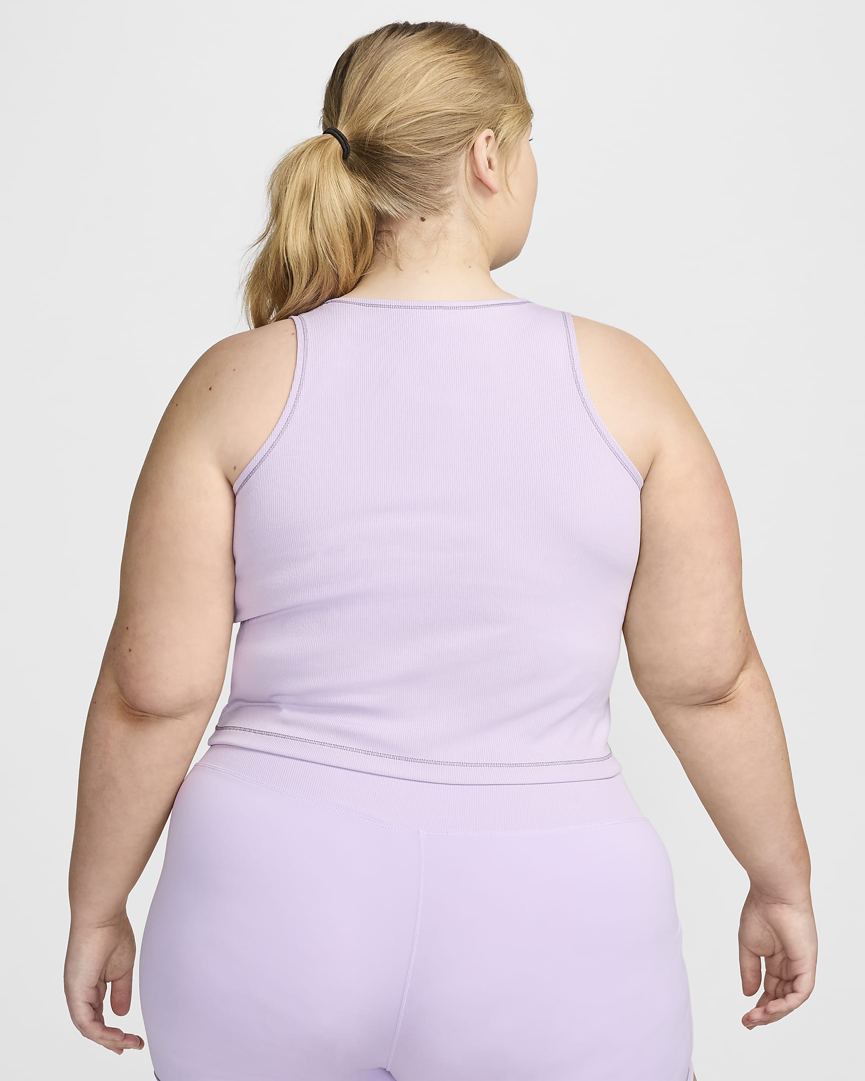 Nike One Fitted Women's Dri-FIT Ribbed Tank Top (Plus Size) - Lilac Bloom/Daybreak/White