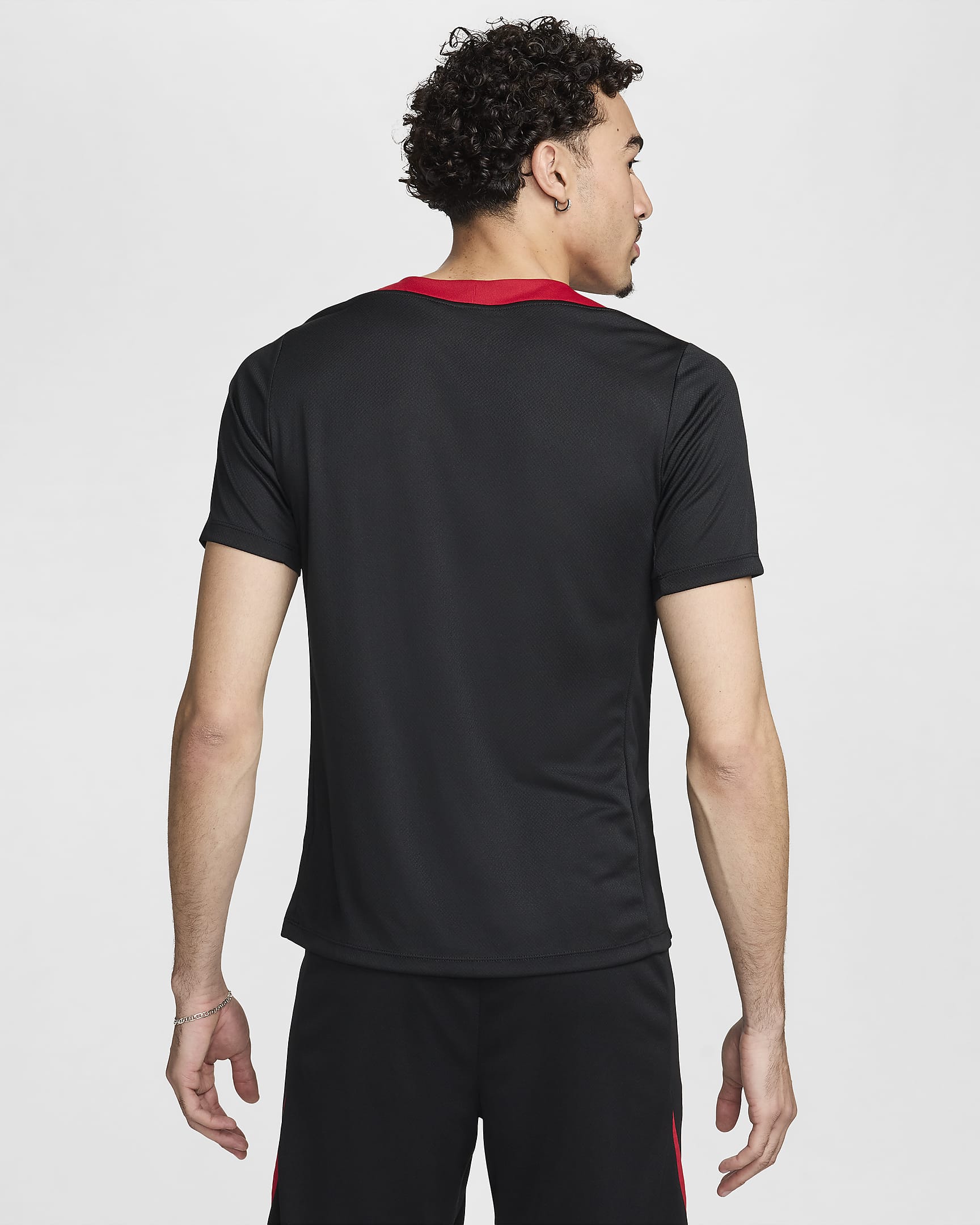 Liverpool FC Strike Nike Dri-FIT Kısa Kollu Örgü Erkek Futbol Üstü - Siyah/Siyah/Gym Red/Light Orewood Brown