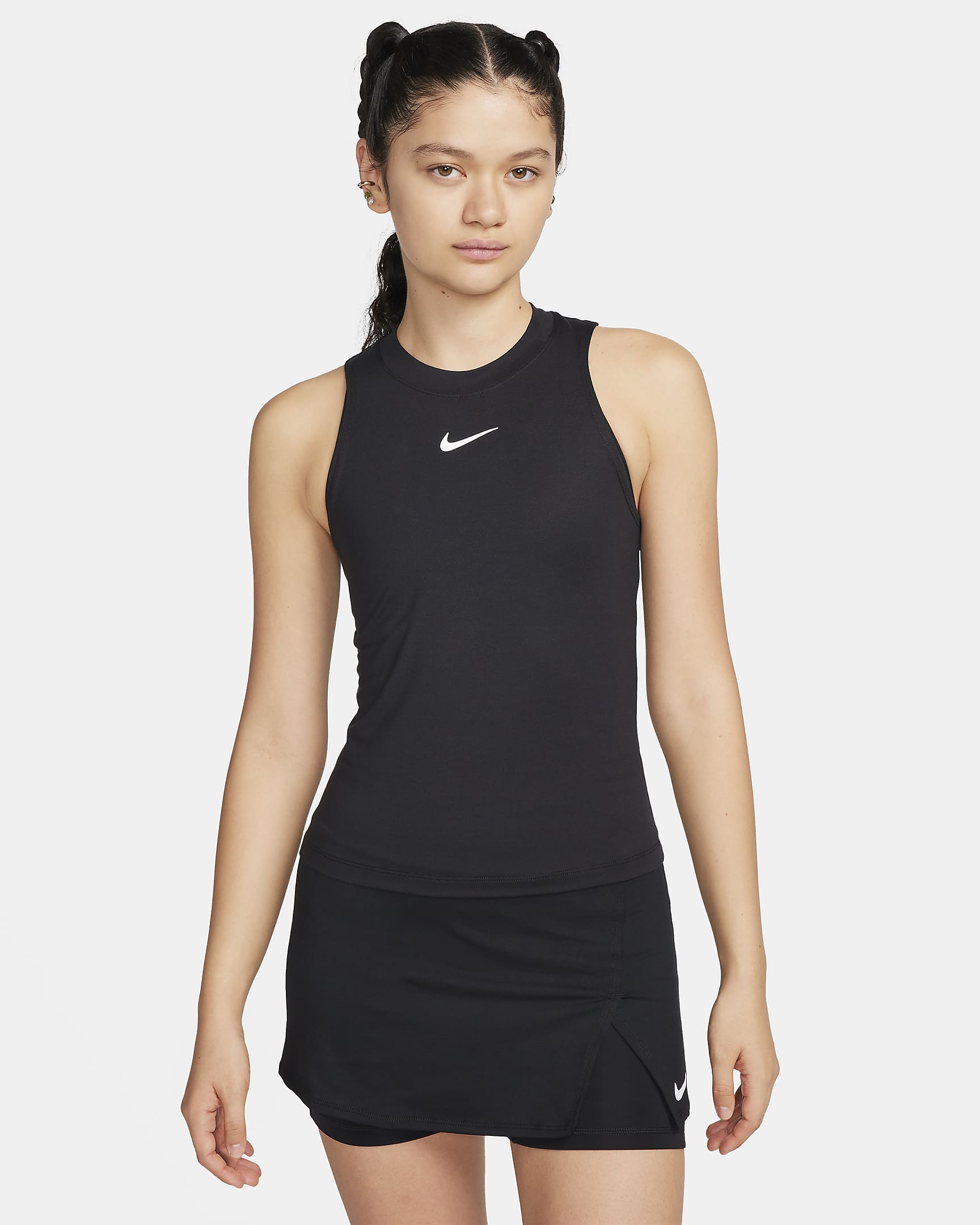 NikeCourt Advantage Dri-FIT Tennis-Tanktop für Damen - Schwarz/Schwarz/Weiß