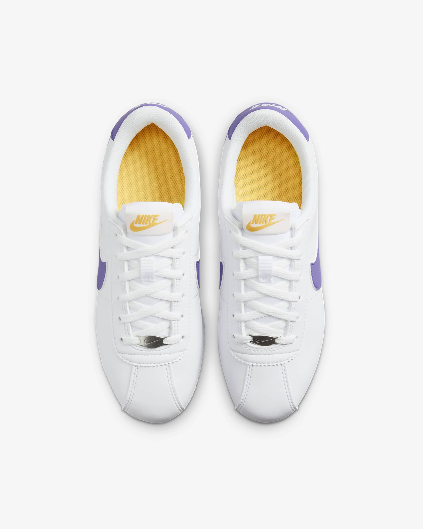 Nike Cortez Older Kids' Shoes - White/Varsity Maize/Varsity Purple