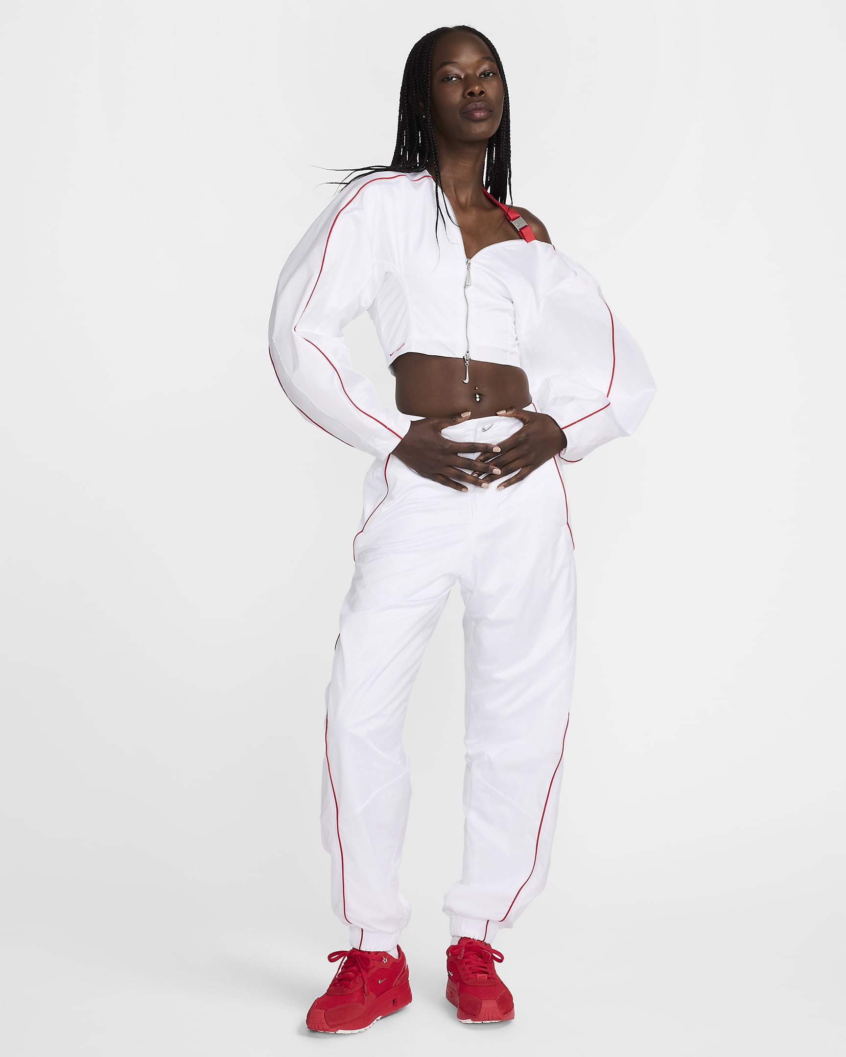 Chamarra de entrenamiento para mujer Nike x Jacquemus - Blanco/Rojo universitario