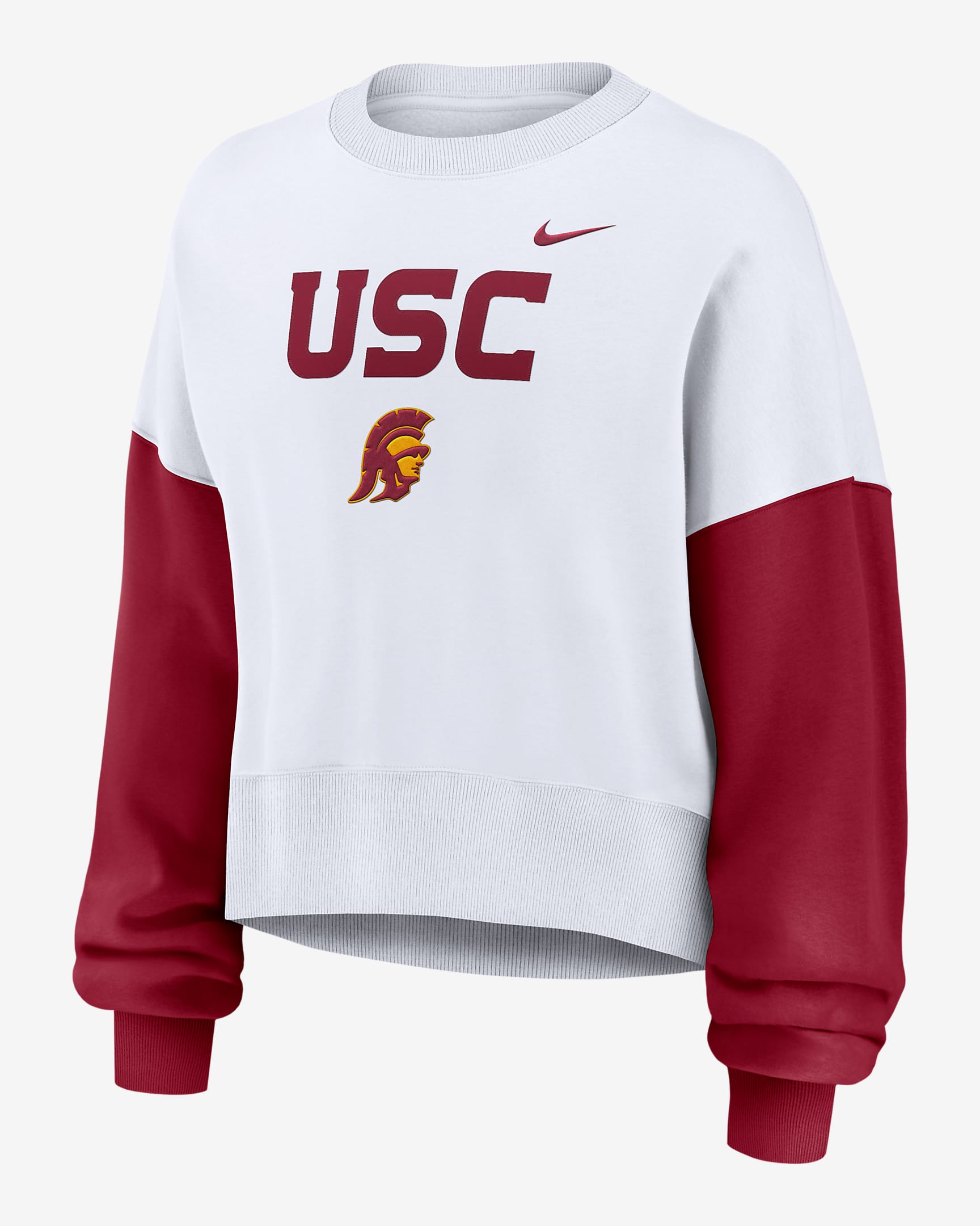 Sudadera de cuello redondo sin cierre universitaria Nike para mujer USC Trojans Primetime - Blanco
