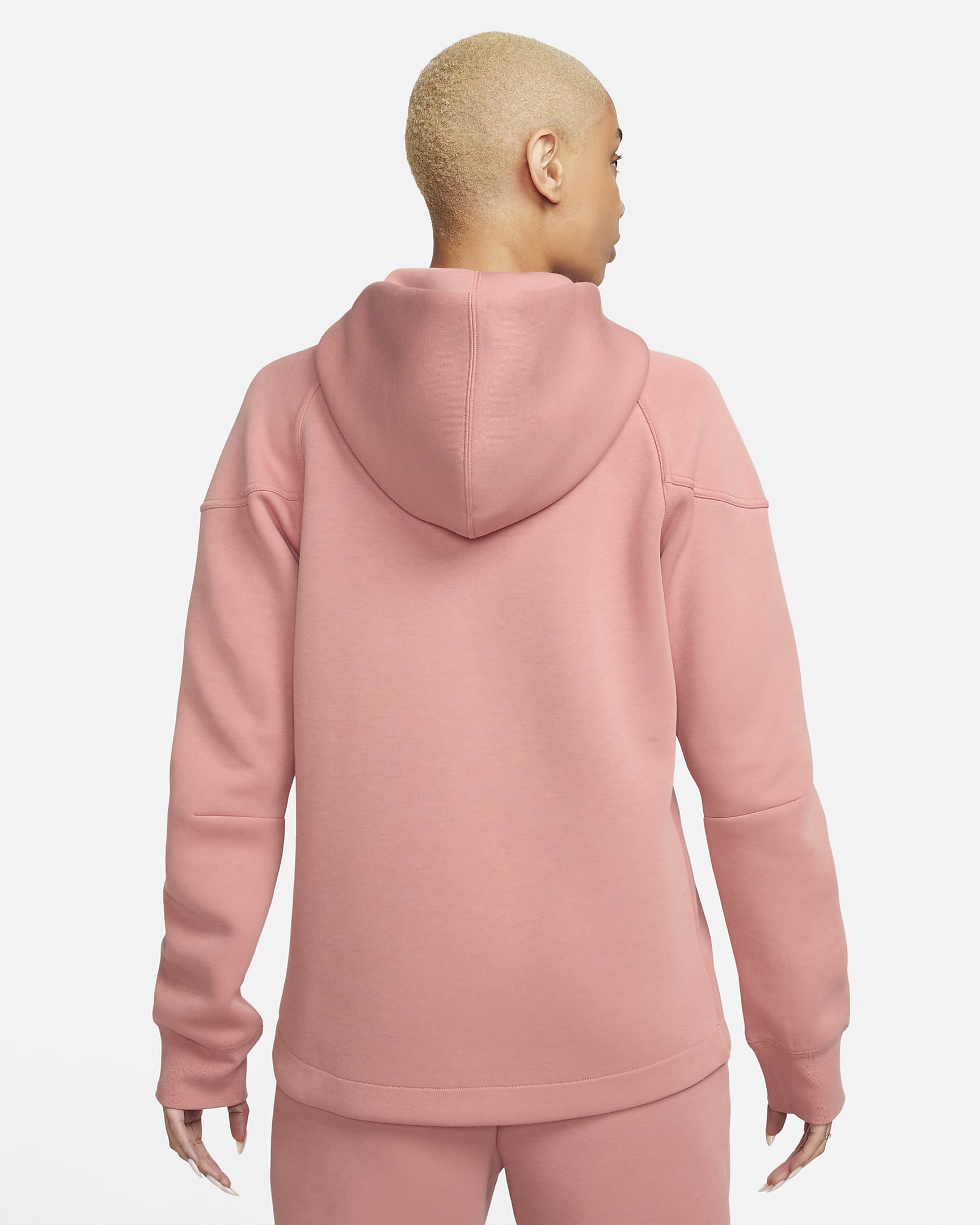 Nike Sportswear Tech Fleece Windrunner–hættetrøje med lynlås til kvinder - Red Stardust/sort