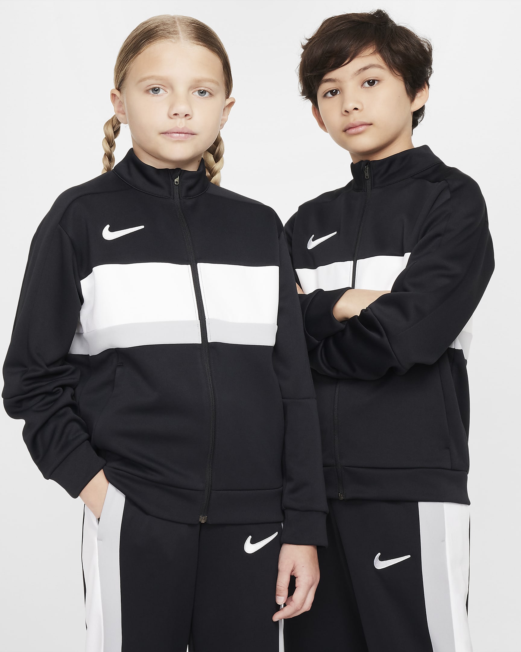 Nike Academy Older Kids' Dri-FIT Football Tracksuit Jacket - Black/White/Light Smoke Grey/White