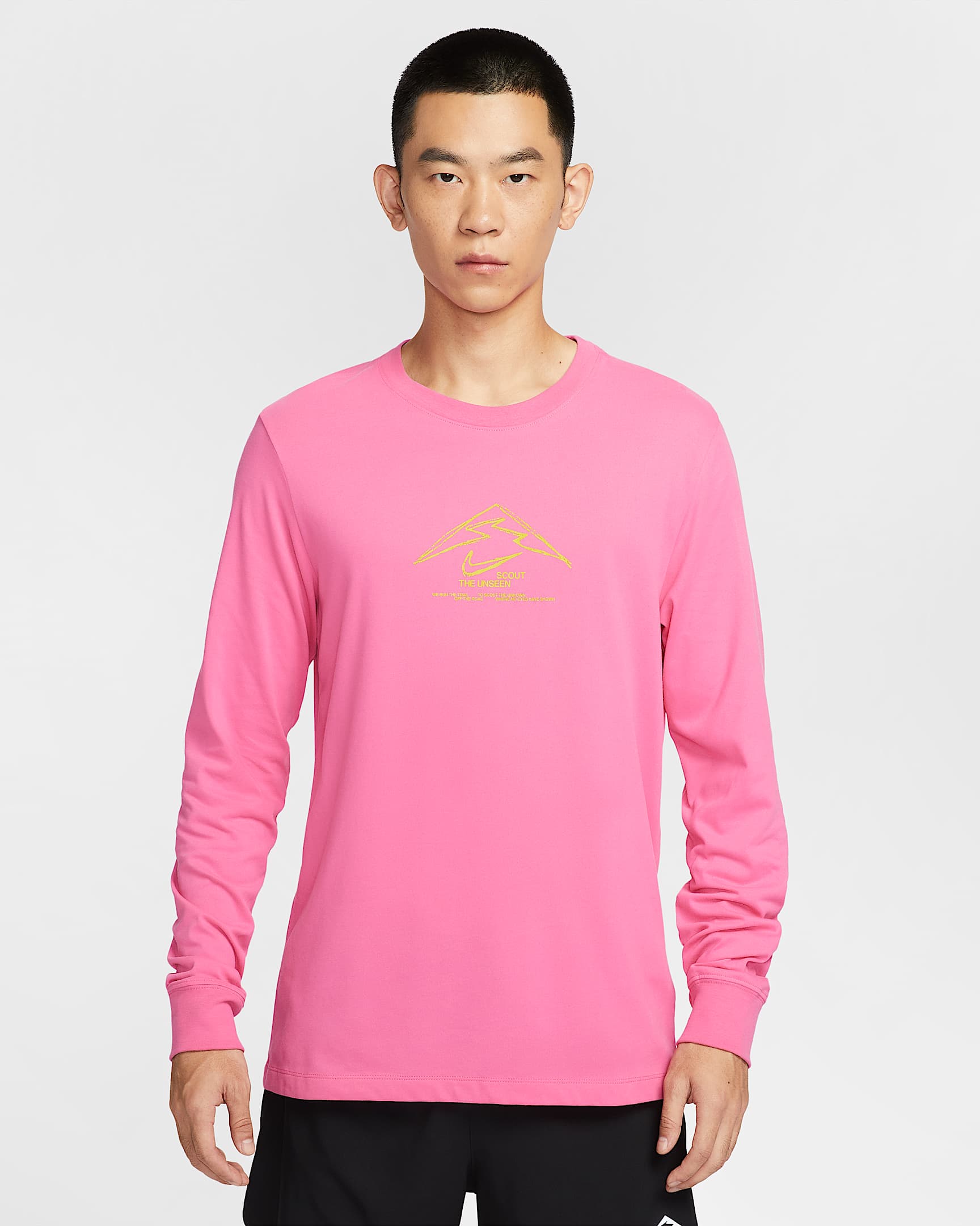 ナイキ トレイル メンズ Dri-FIT ロングスリーブ ランニング Tシャツ - ピンクサイクル