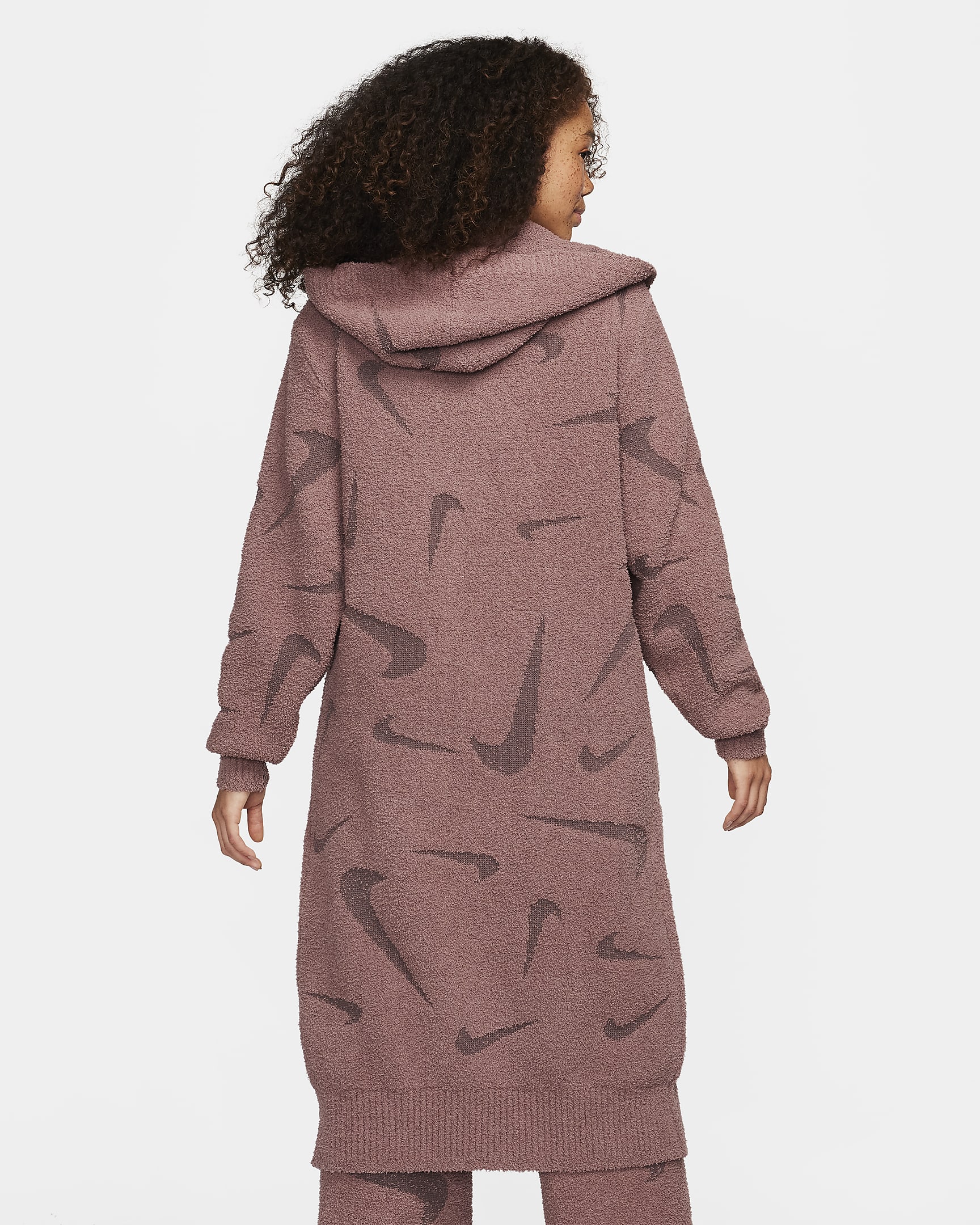 Nike Sportswear Phoenix Cosy Bouclé Women's Loose Long Knit Cardigan - Smokey Mauve/Plum Eclipse