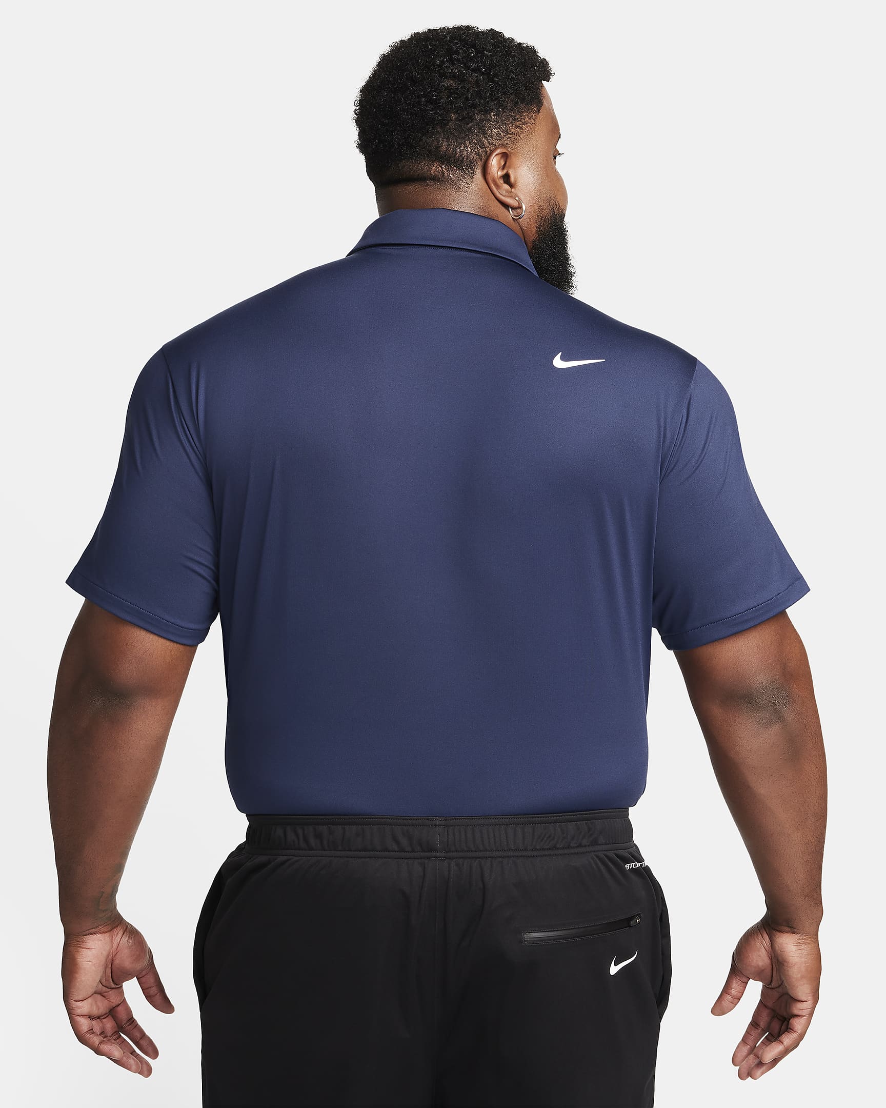 Nike Dri-FIT Tour egyszínű, galléros férfi golfpóló - Midnight Navy/Fehér