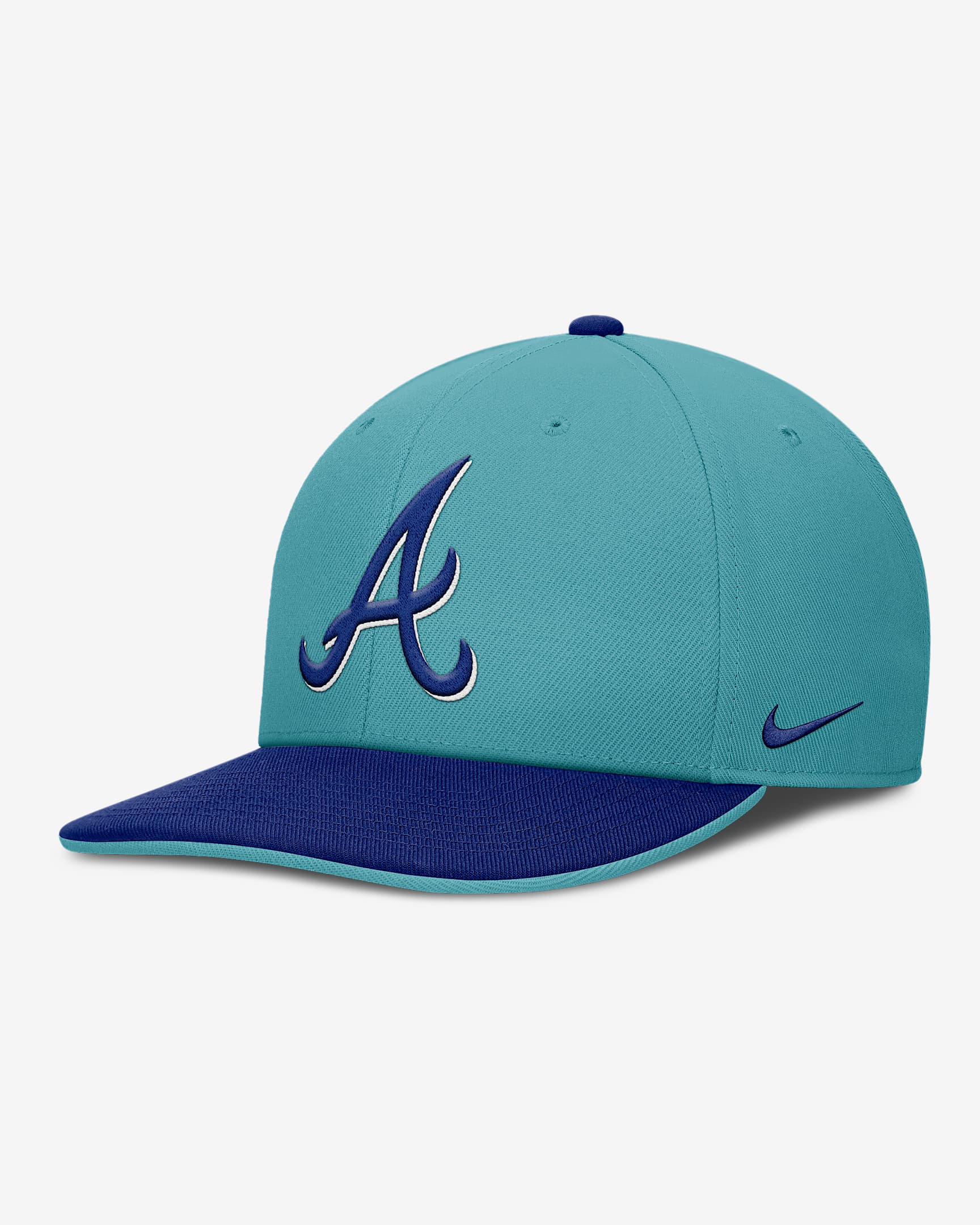 Gorra Nike Dri-FIT de la MLB ajustable para hombre Atlanta Braves Pro - Turquesa/Royal