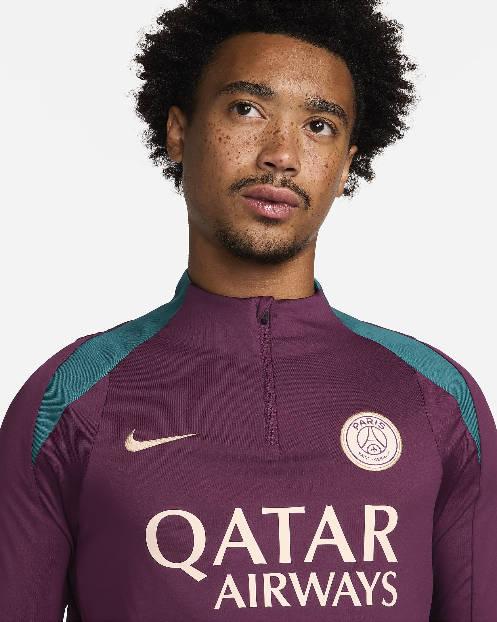 Paris Saint-Germain Strike Nike Dri-FIT voetbaltrainingstop voor heren - Bordeaux/Bordeaux/Geode Teal/Guava Ice