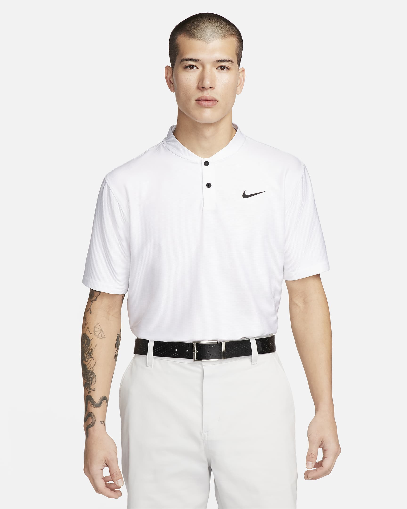 Pánská golfová polokošile Nike Tour Dri-FIT - Bílá/Černá