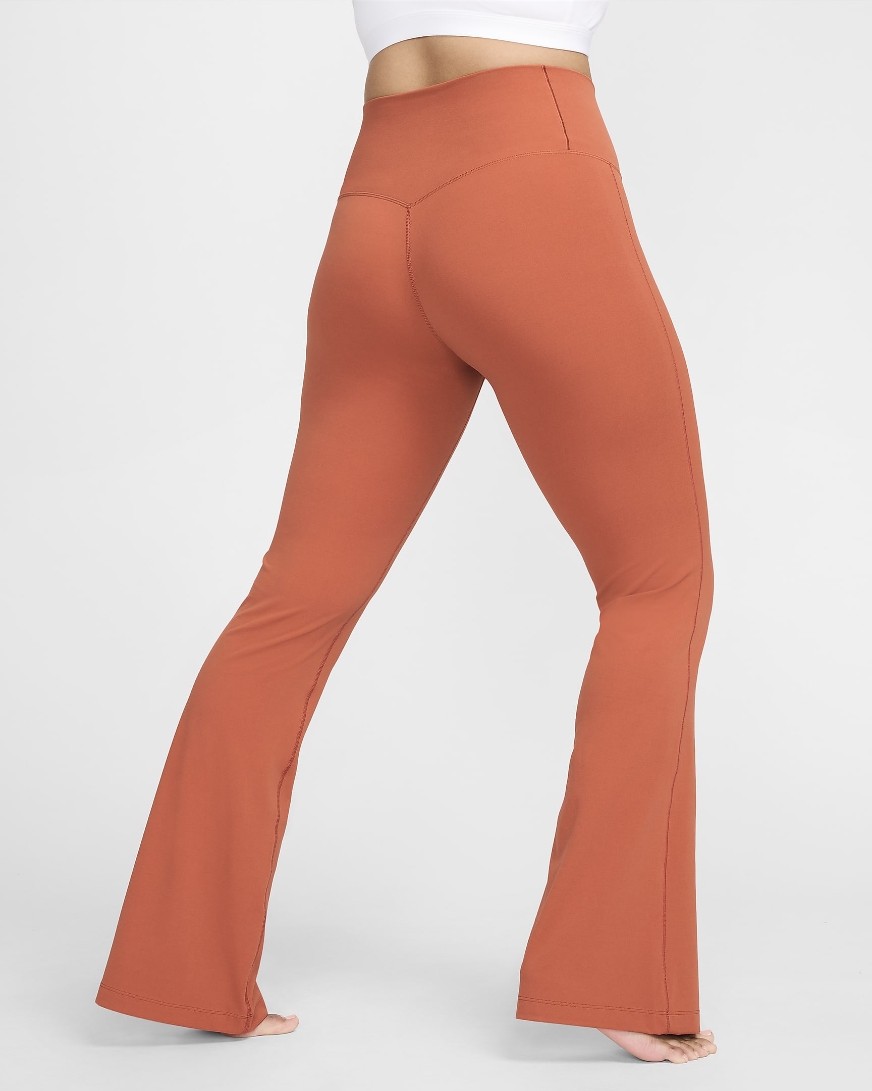 Nike Zenvy dameslegging met hoge taille en wijde pijpen - Burnt Sunrise/Zwart