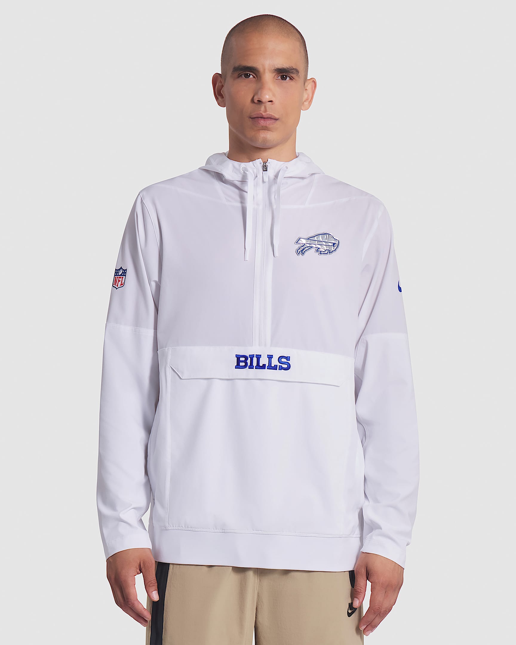 Buffalo Bills Rivalries Collection Sideline Anorak Men's Nike NFL 1/2-Zip Hooded Jacket - White