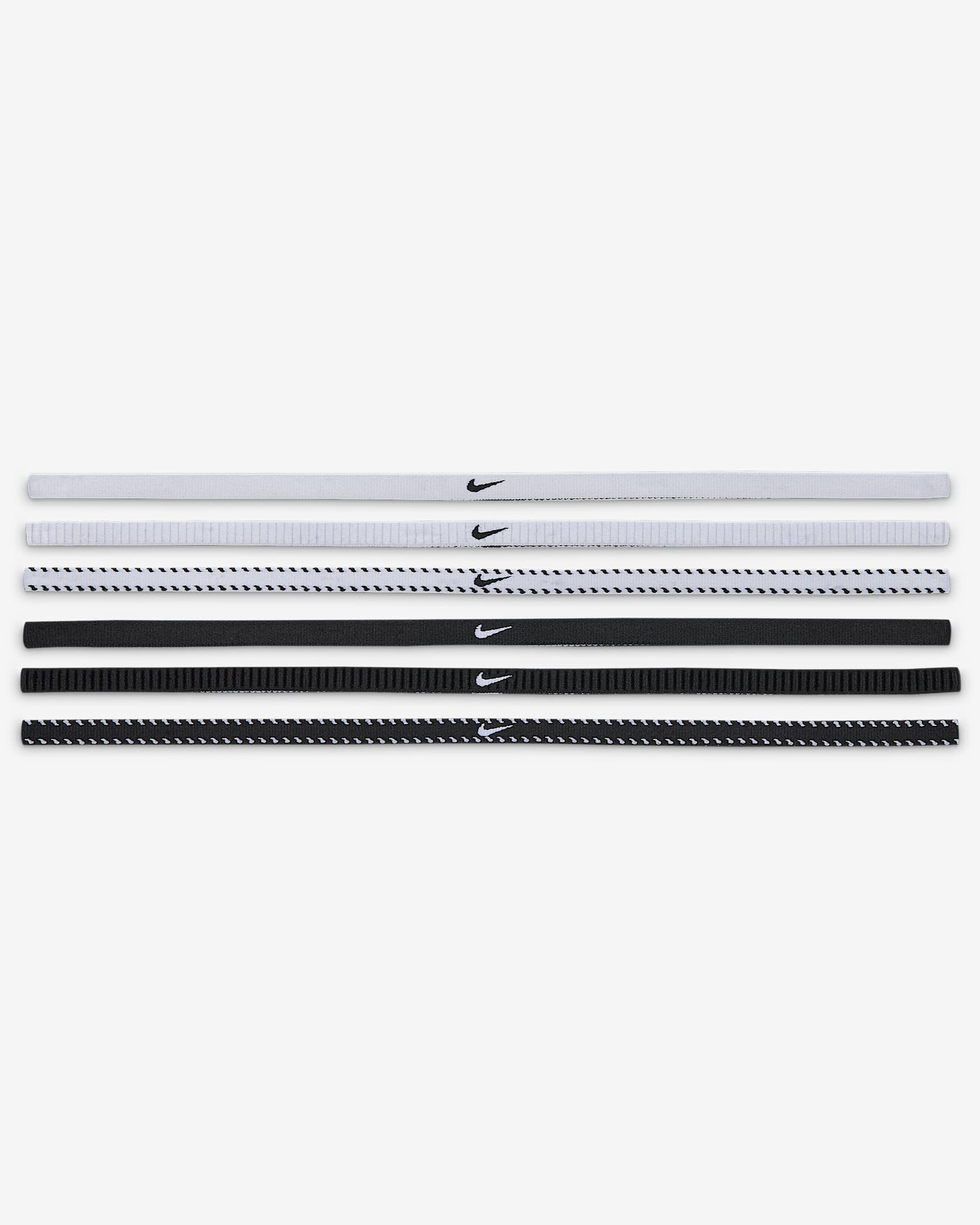 Bandas para la cabeza slim (paquete de 6) Nike Flex Classic - Blanco