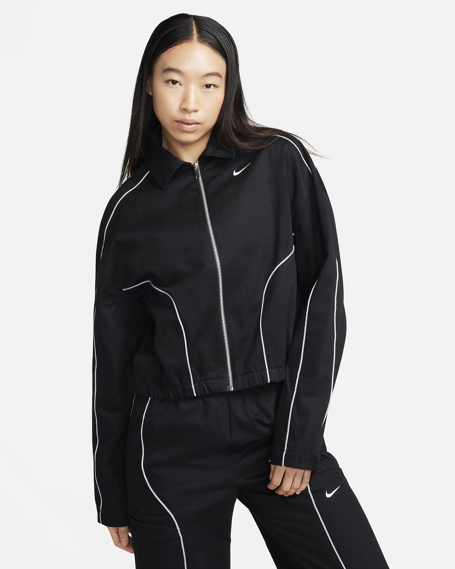 Veste tissée Nike Sportswear pour Femme - Noir/Light Pumice/Blanc